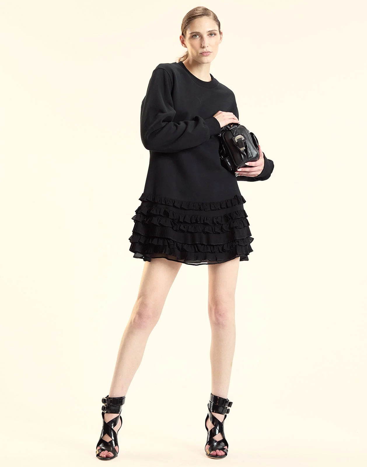 Cynthia Rowley Bella Ruffle Combo Dress - Black - Image 2