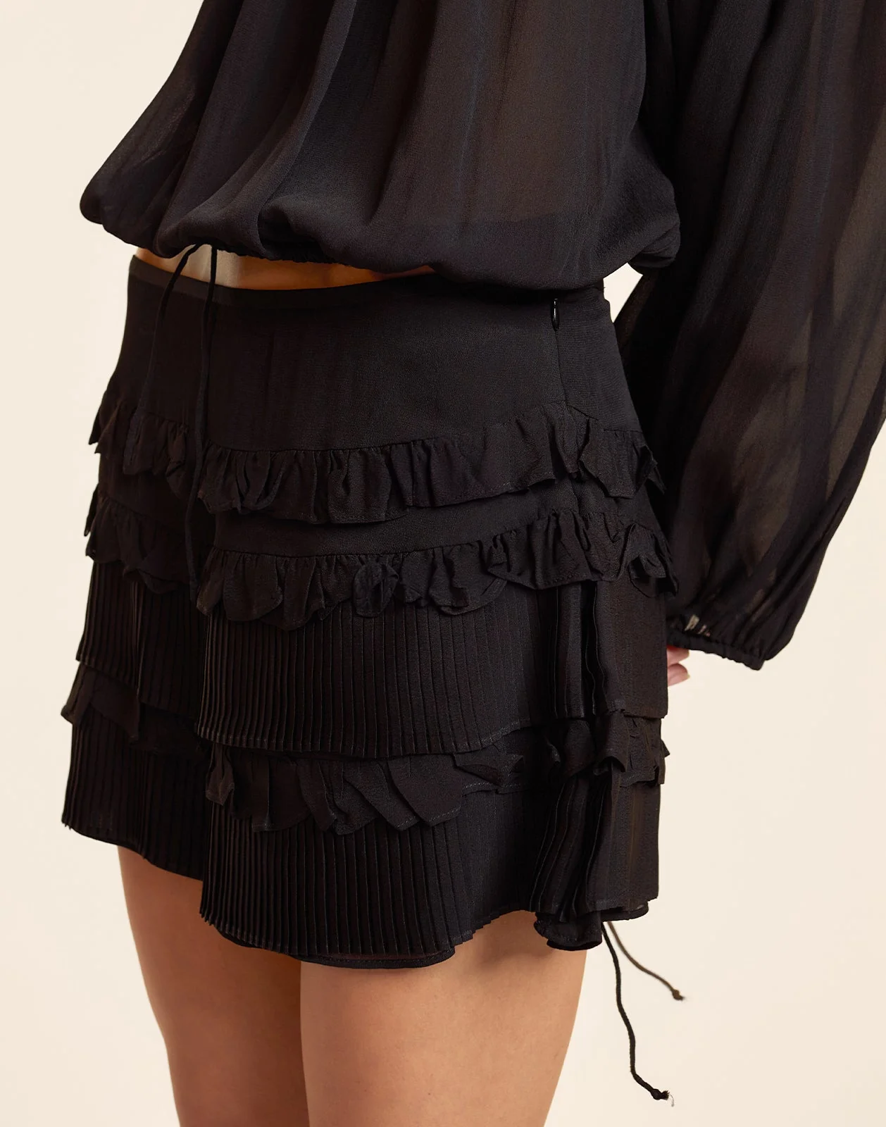 Cynthia Rowley Bella Ruffle Mini Skort - Black - Image 5