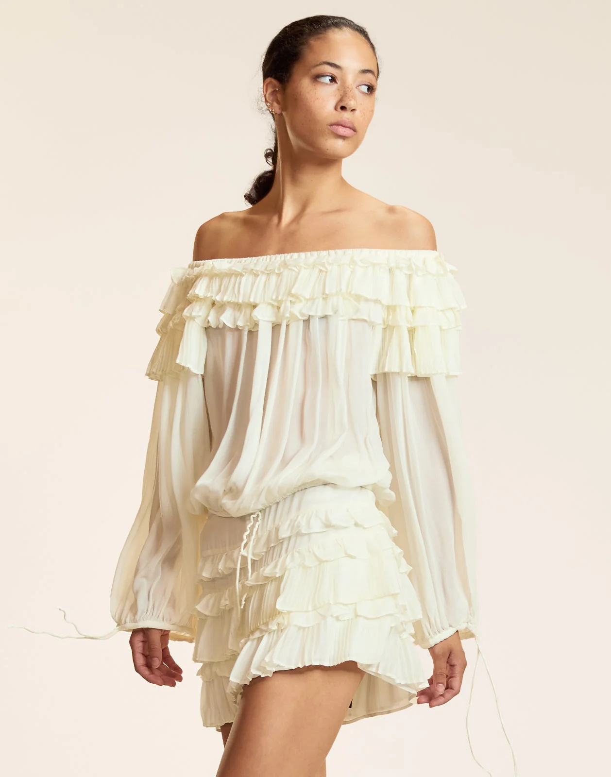 Cynthia Rowley Bella Ruffle Mini Skort - Off White - Image 3