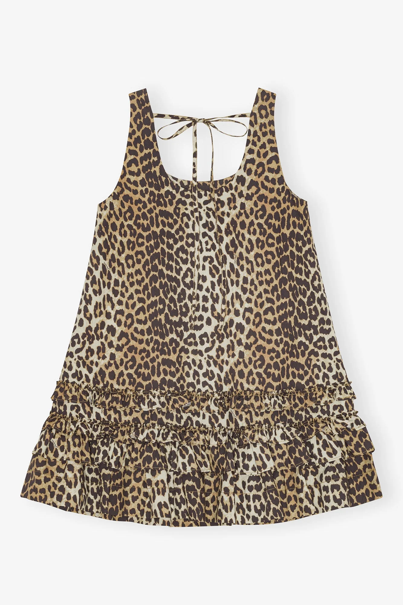 Ganni Cotton Poplin U-Neck Mini Dress - Leopard - Image 6