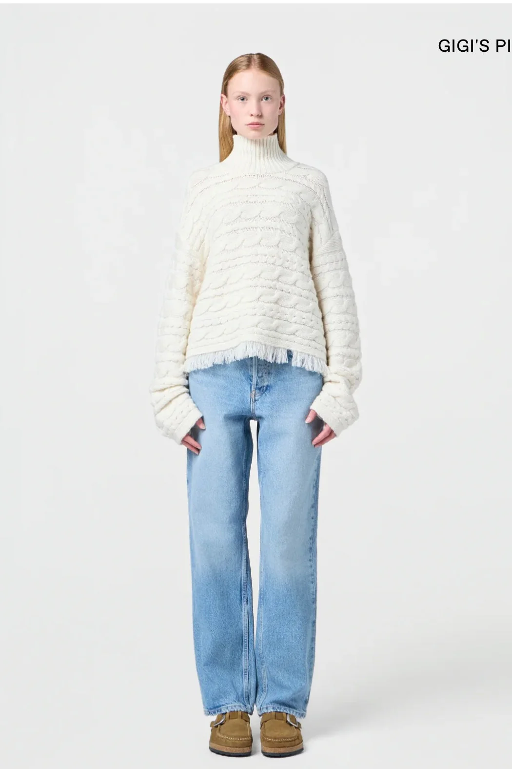 Guest in Residence Cropped Cable Turtleneck - Image 2