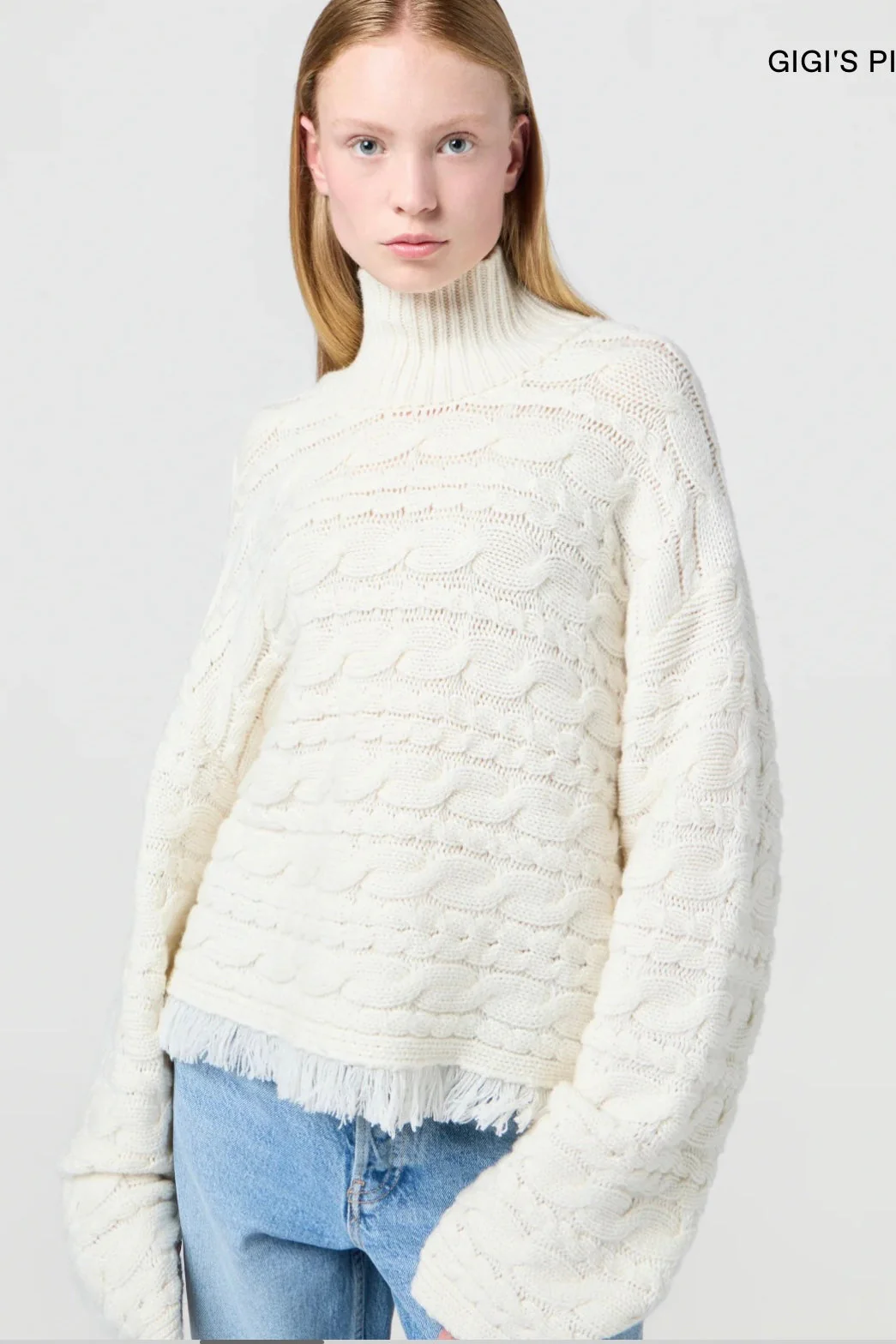 Guest in Residence Cropped Cable Turtleneck - Image 3