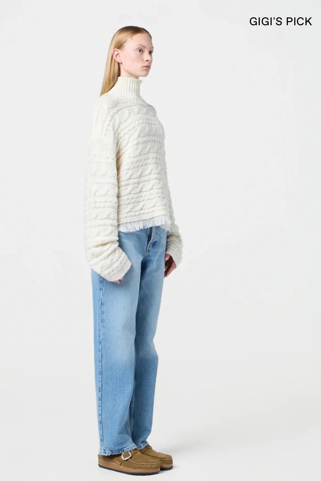 Guest in Residence Cropped Cable Turtleneck - Image 4