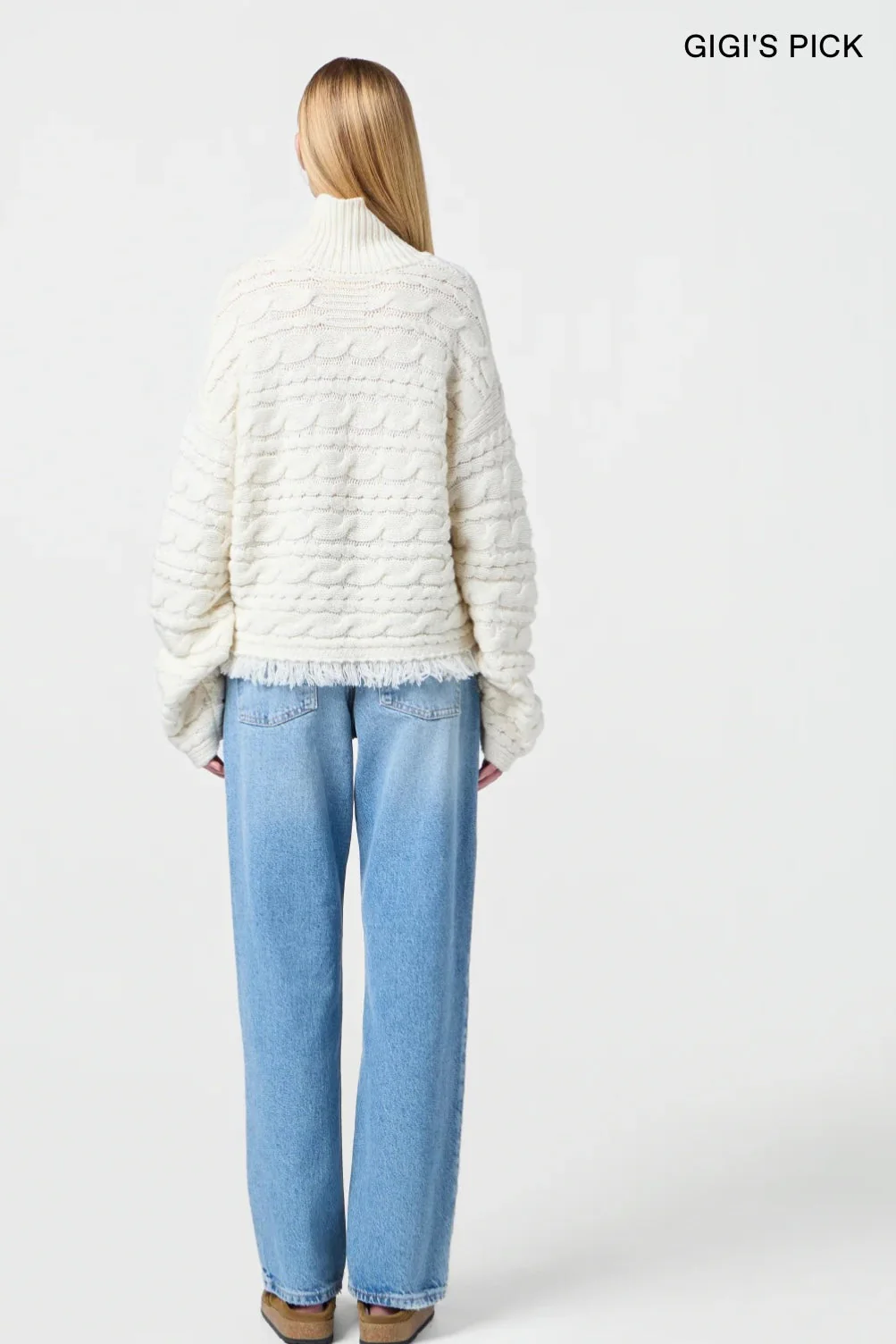 Guest in Residence Cropped Cable Turtleneck - Image 5