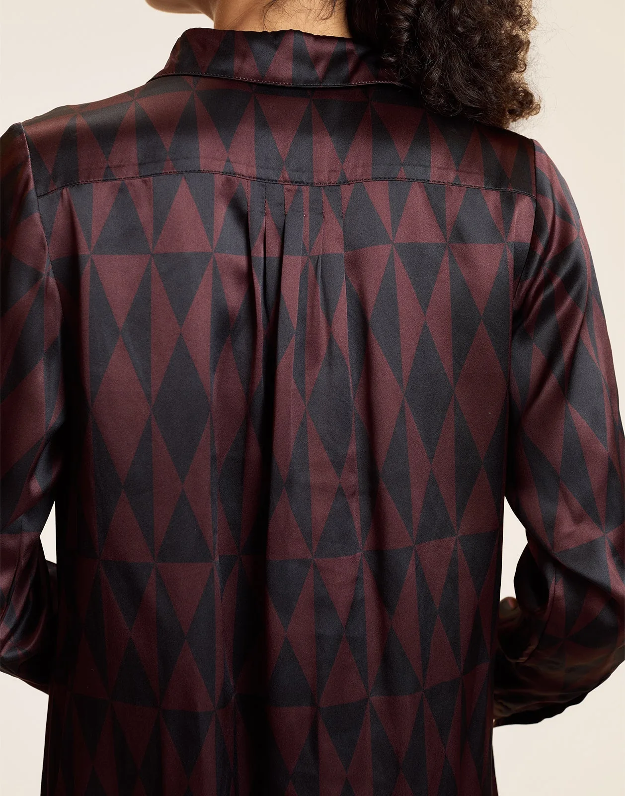 Cynthia Rowley Silk Pintuck Shirt Dress - Black/Burgundy - Image 6