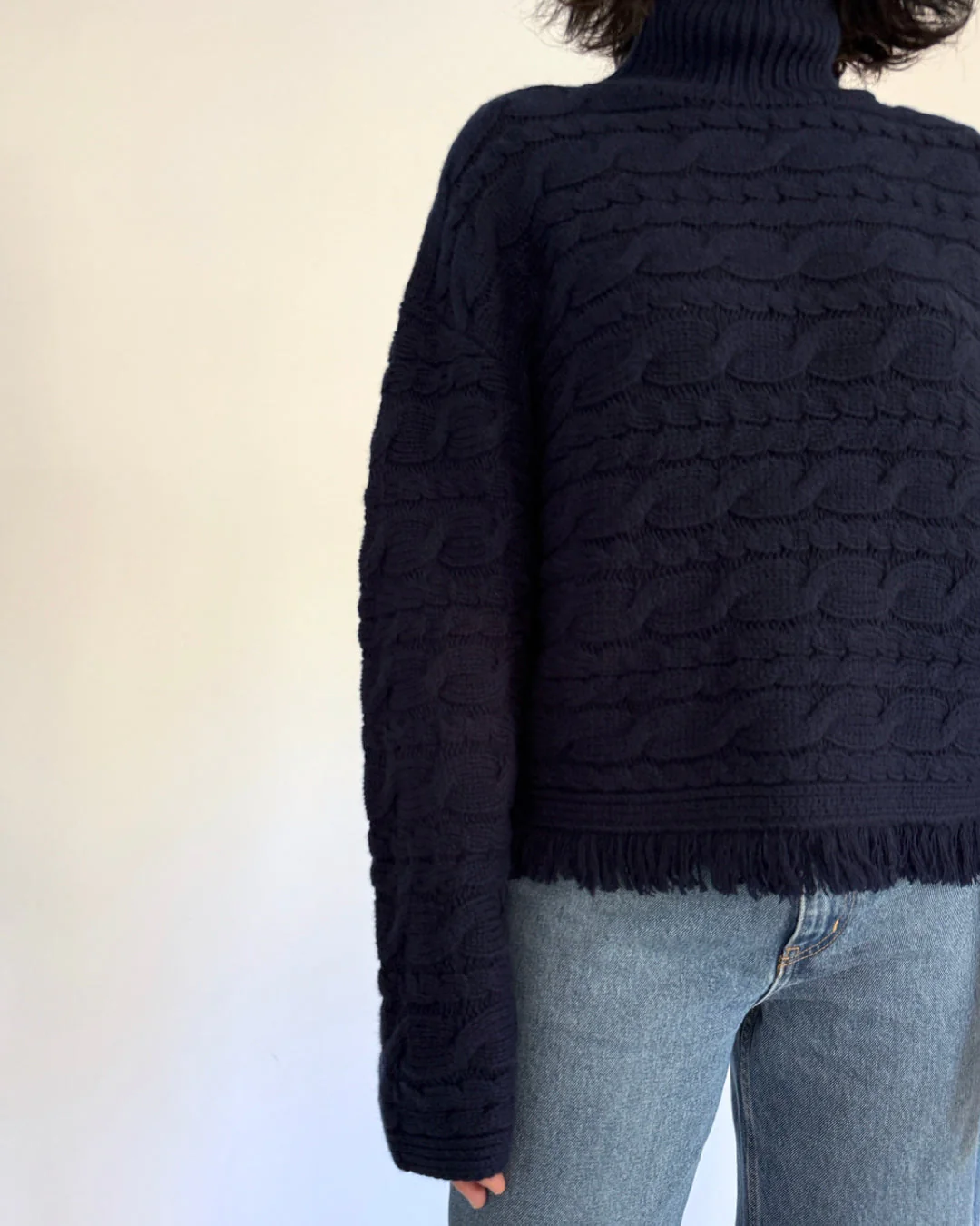 Guest in Residence Cropped Cable Turtleneck Sweater - Image 2