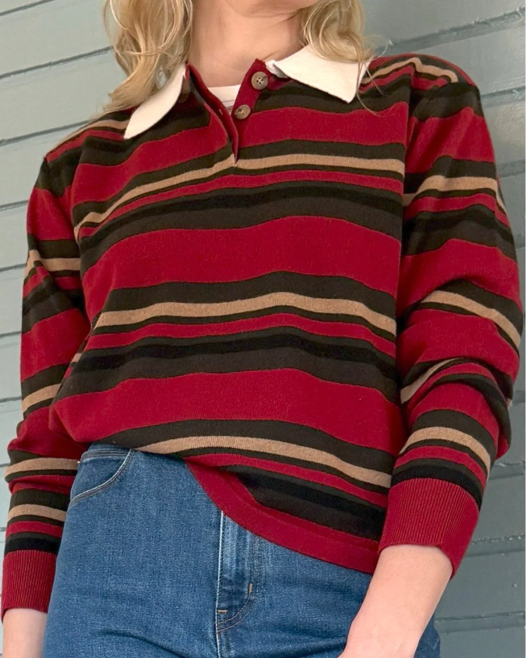 Guest in Residence Cropped Stripe Rugby Sweater