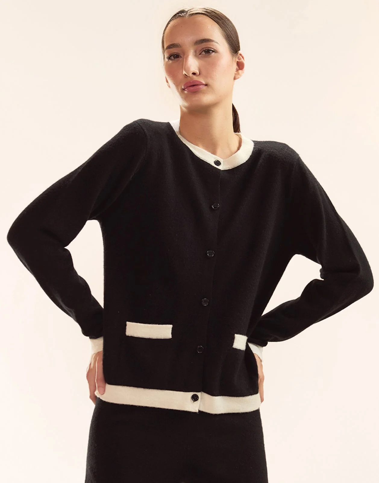 Cynthia Rowley Noa Knit Cardigan - Black/White