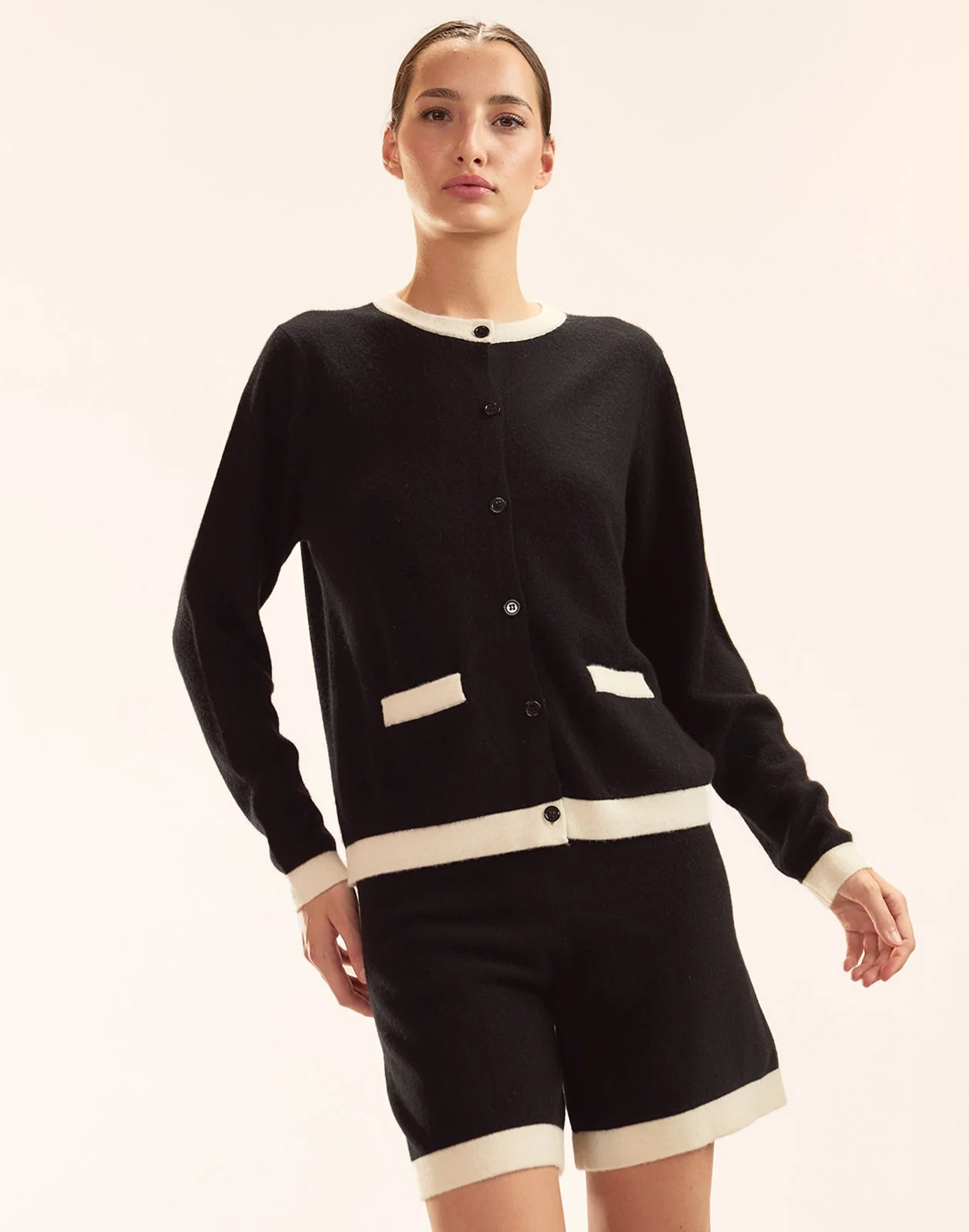 Cynthia Rowley Noa Knit Cardigan - Black/White - Image 2