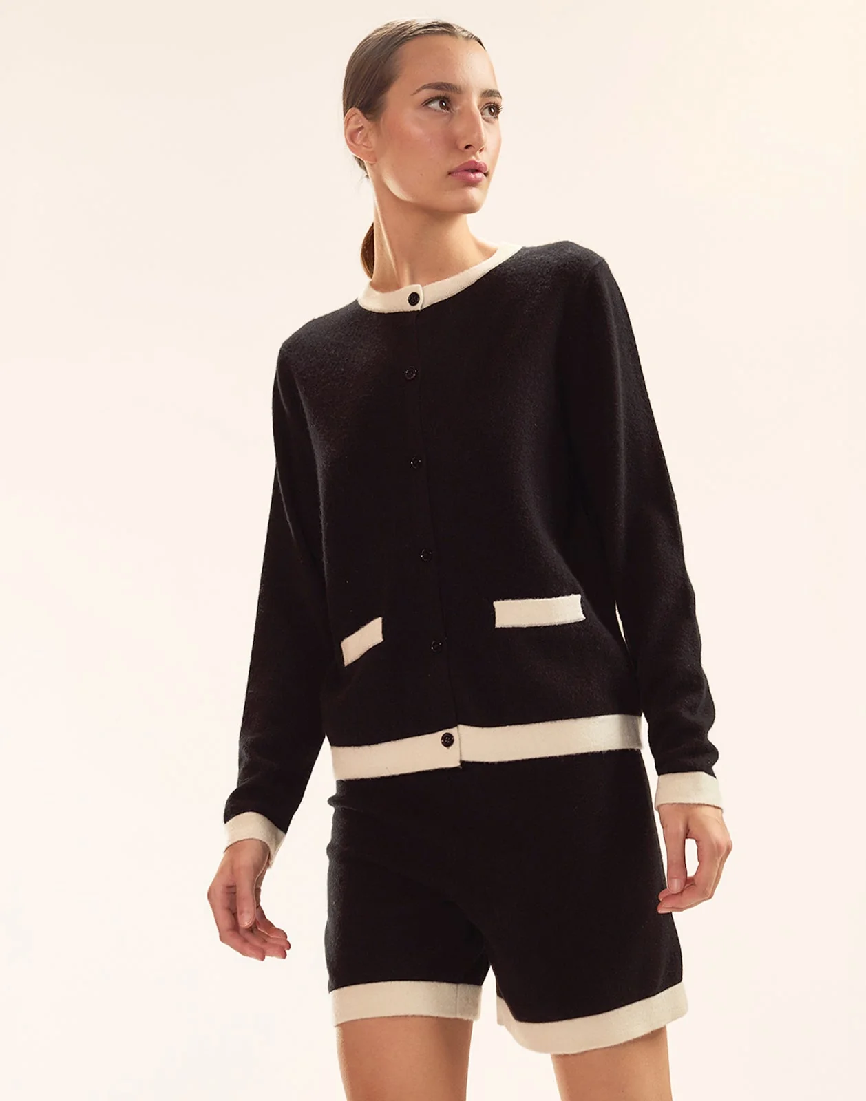 Cynthia Rowley Noa Knit Cardigan - Black/White - Image 4