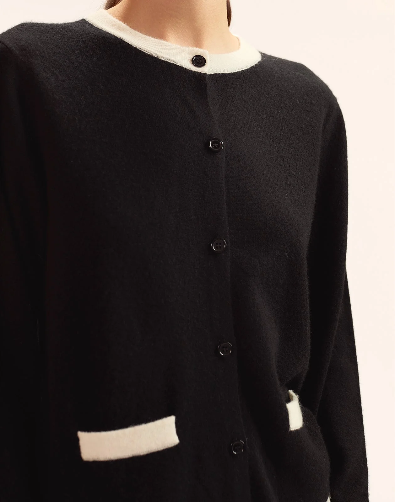 Cynthia Rowley Noa Knit Cardigan - Black/White - Image 5