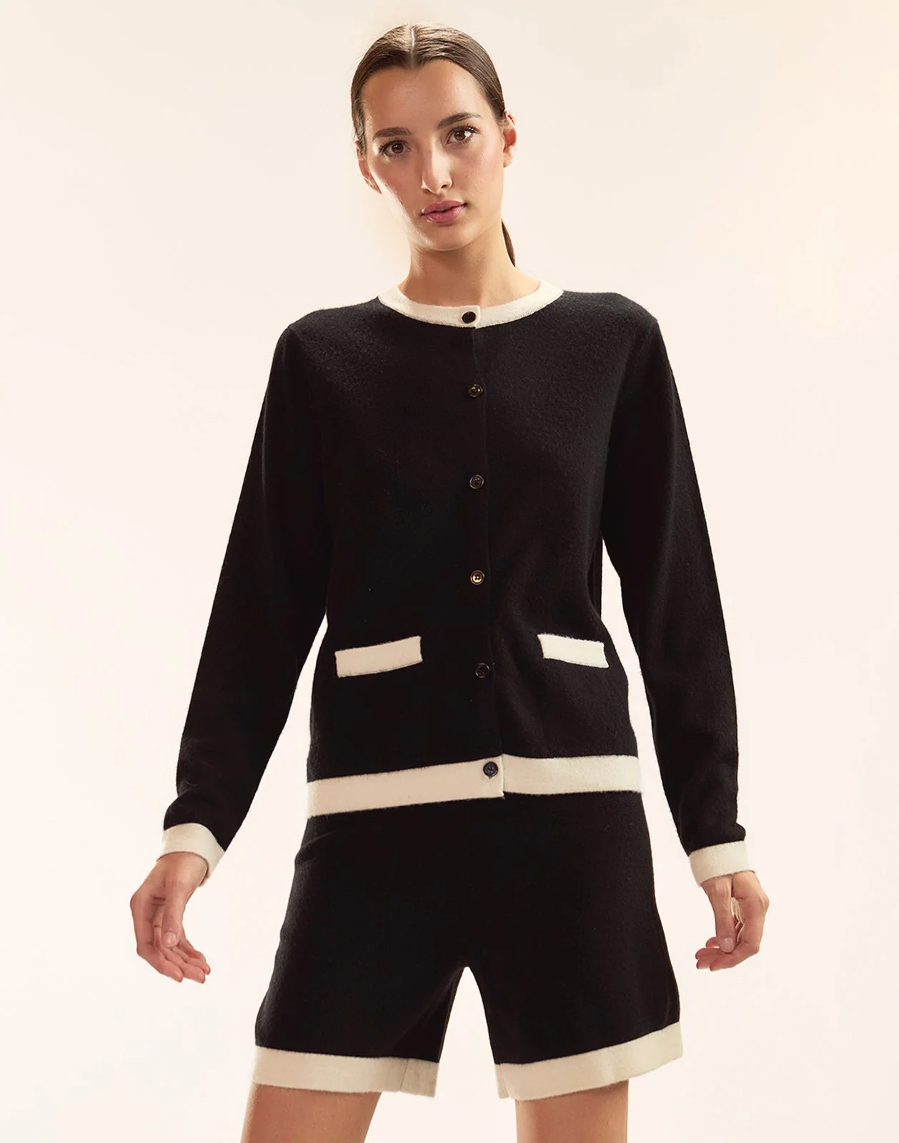 Cynthia Rowley Noa Knit Shorts - Black/White - Image 2