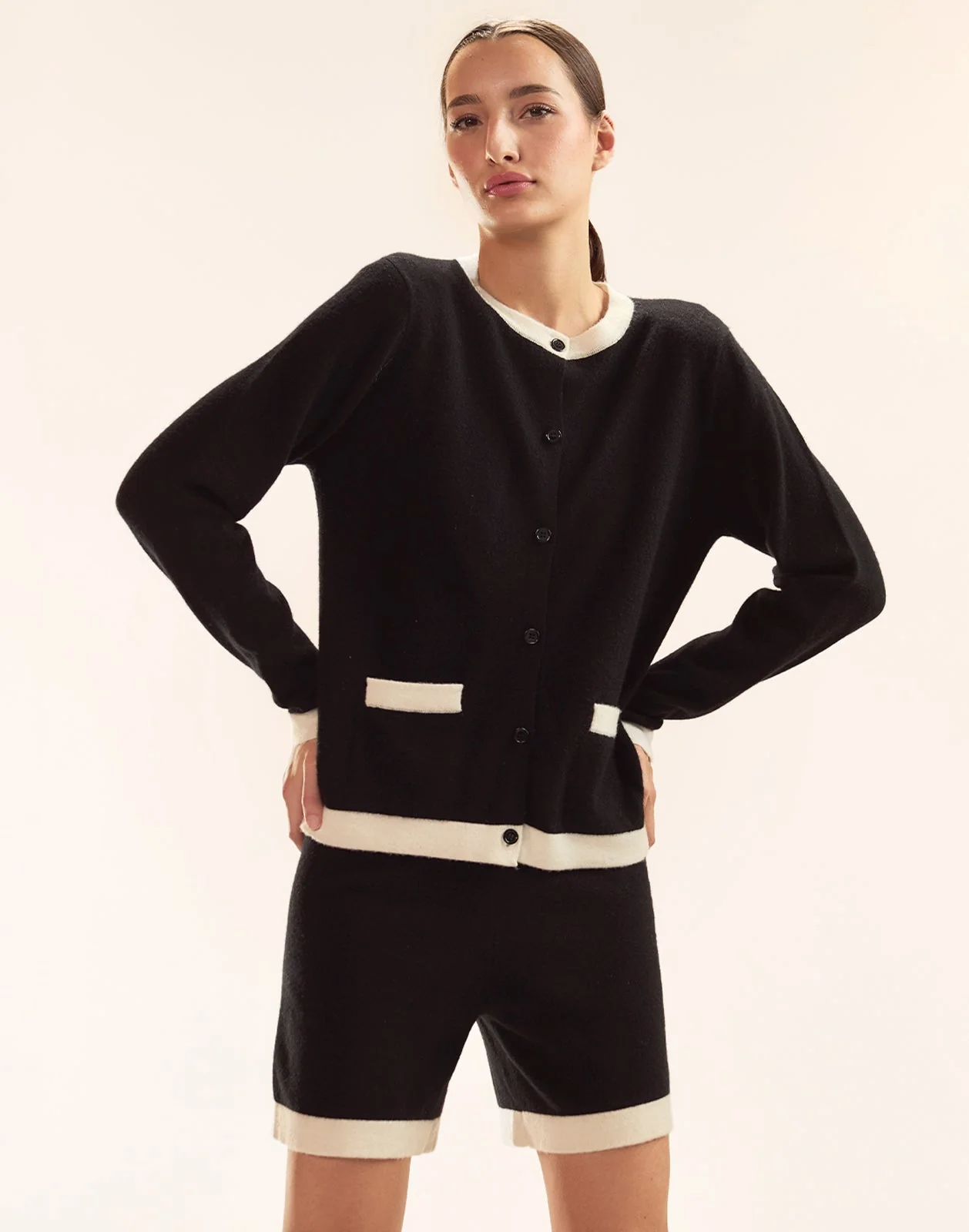 Cynthia Rowley Noa Knit Shorts - Black/White - Image 4
