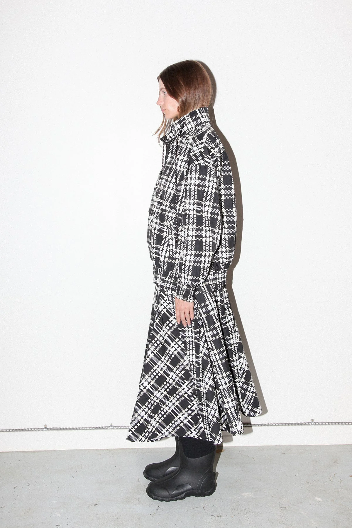 KkCo Plaid Trail Double Mockneck Top - Black Plaid - Image 5