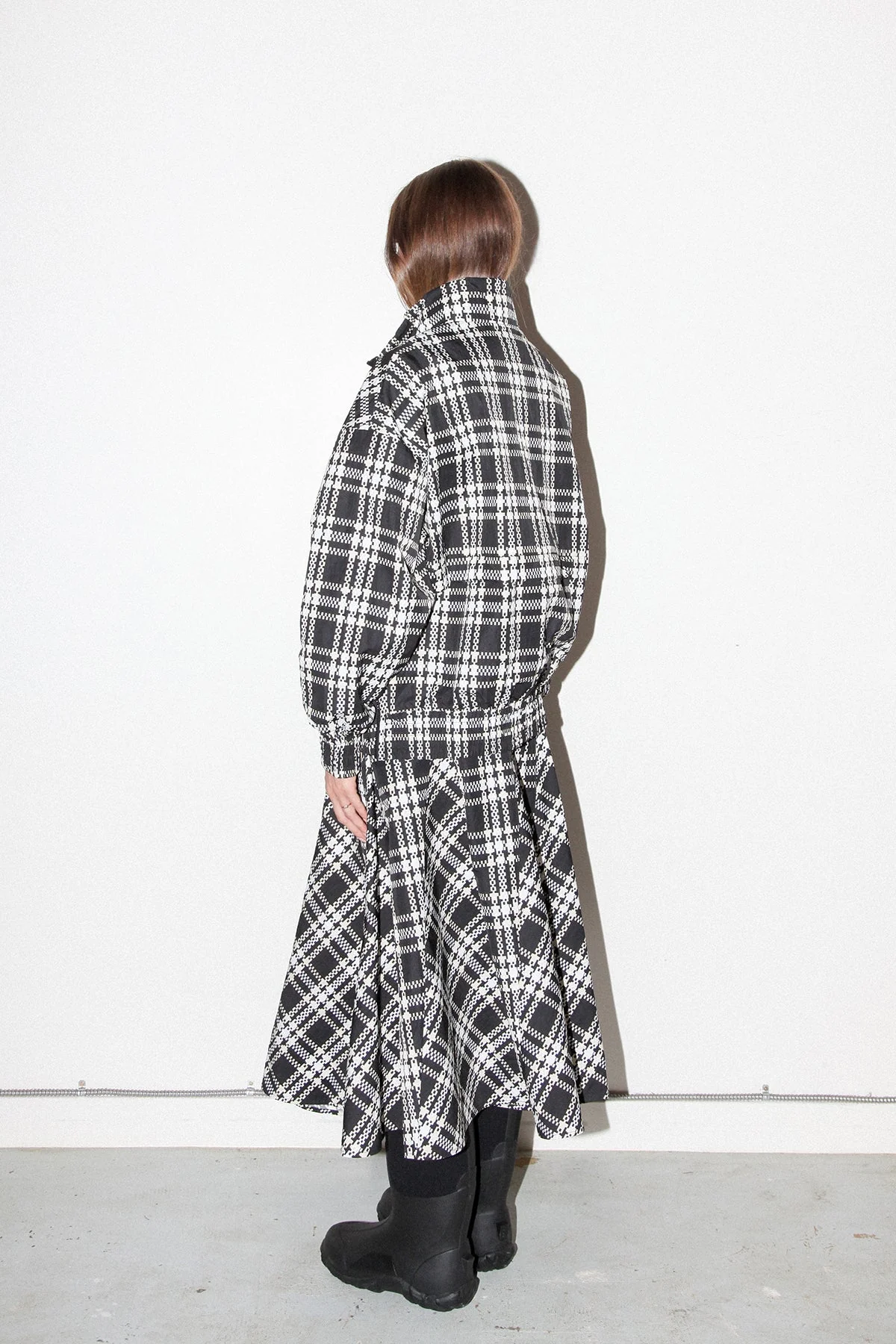 KkCo Plaid Trail Double Mockneck Top - Black Plaid - Image 6
