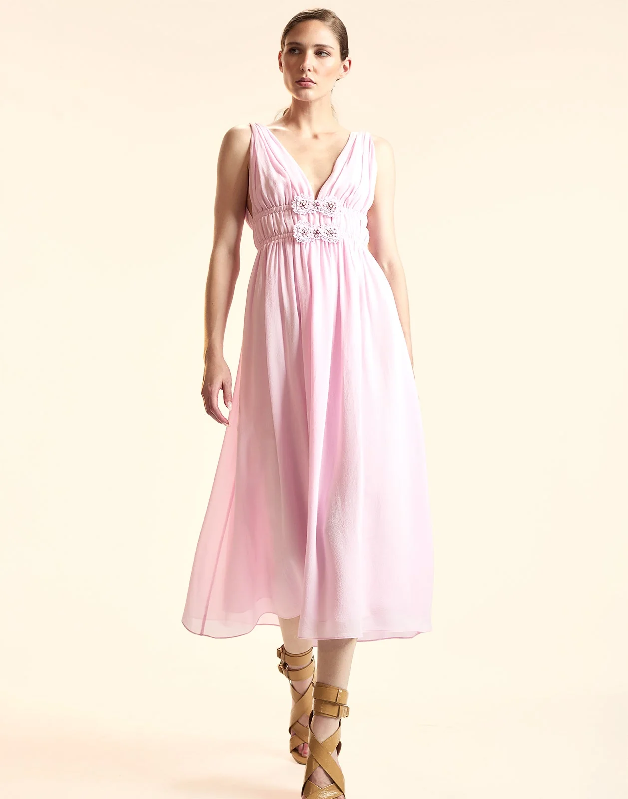 Cynthia Rowley Amelie Silk Midi Dress - Pink - Image 2