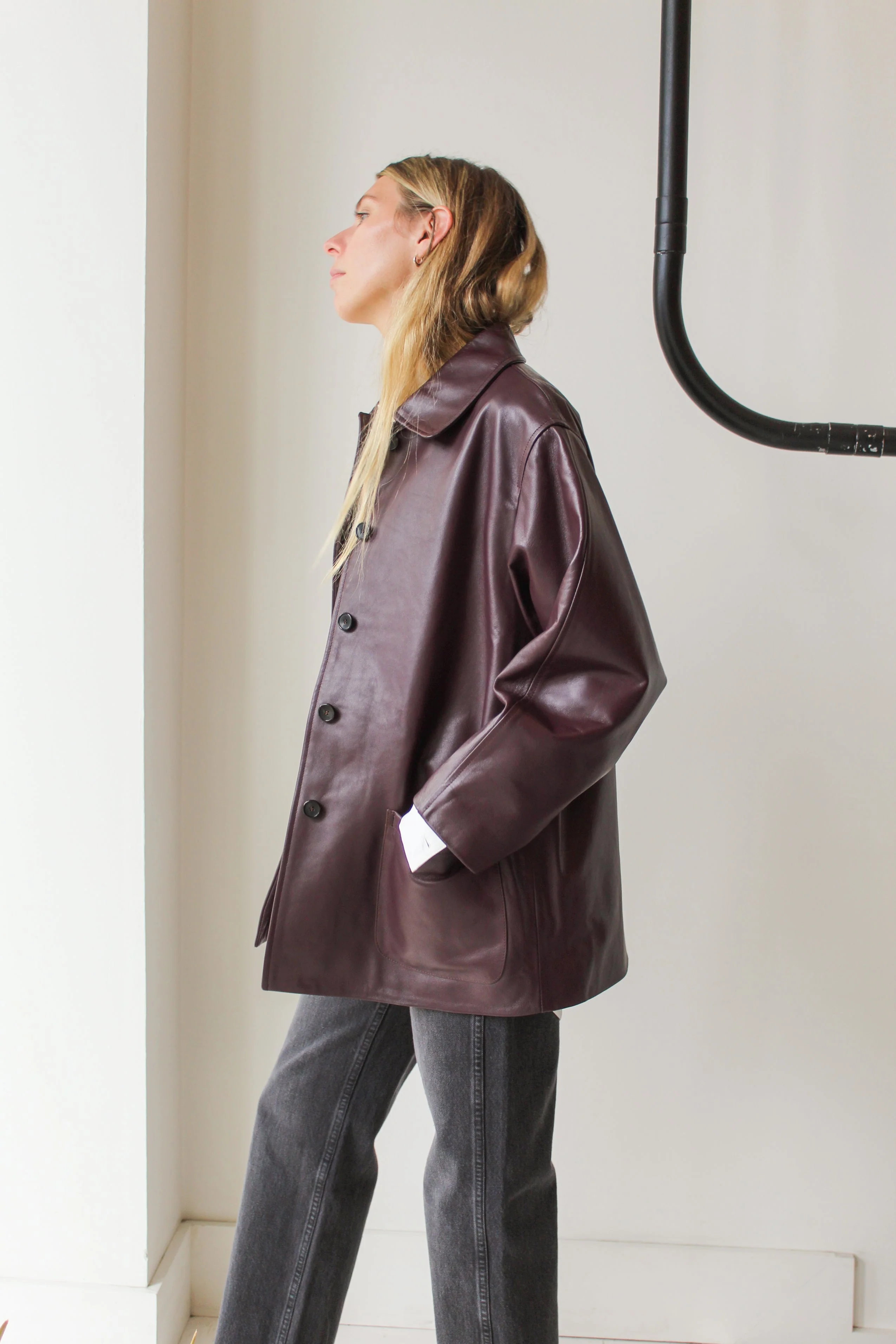 CAWLEY STUDIO Leather Quinn Jacket - Plum - Image 2
