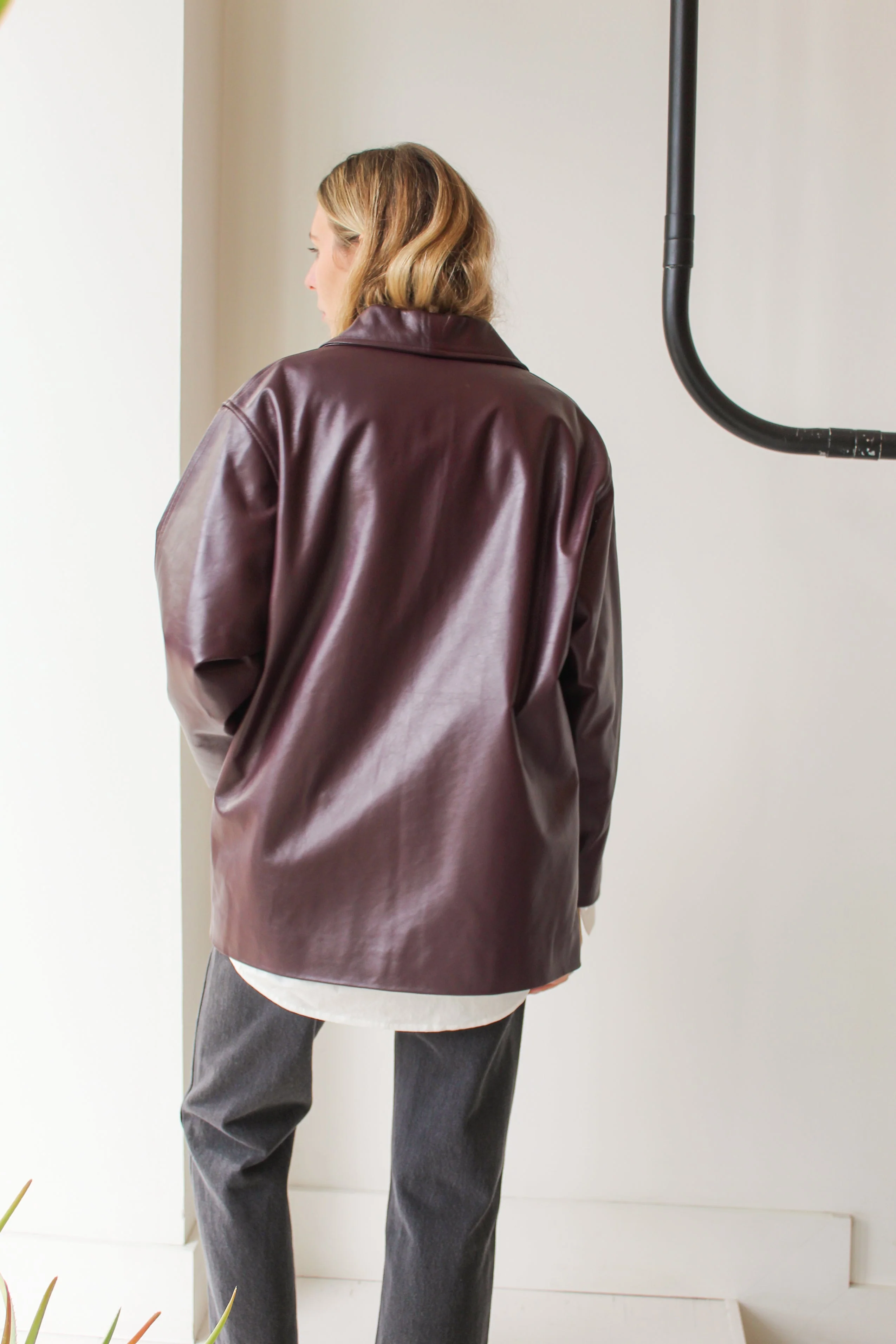 CAWLEY STUDIO Leather Quinn Jacket - Plum - Image 3