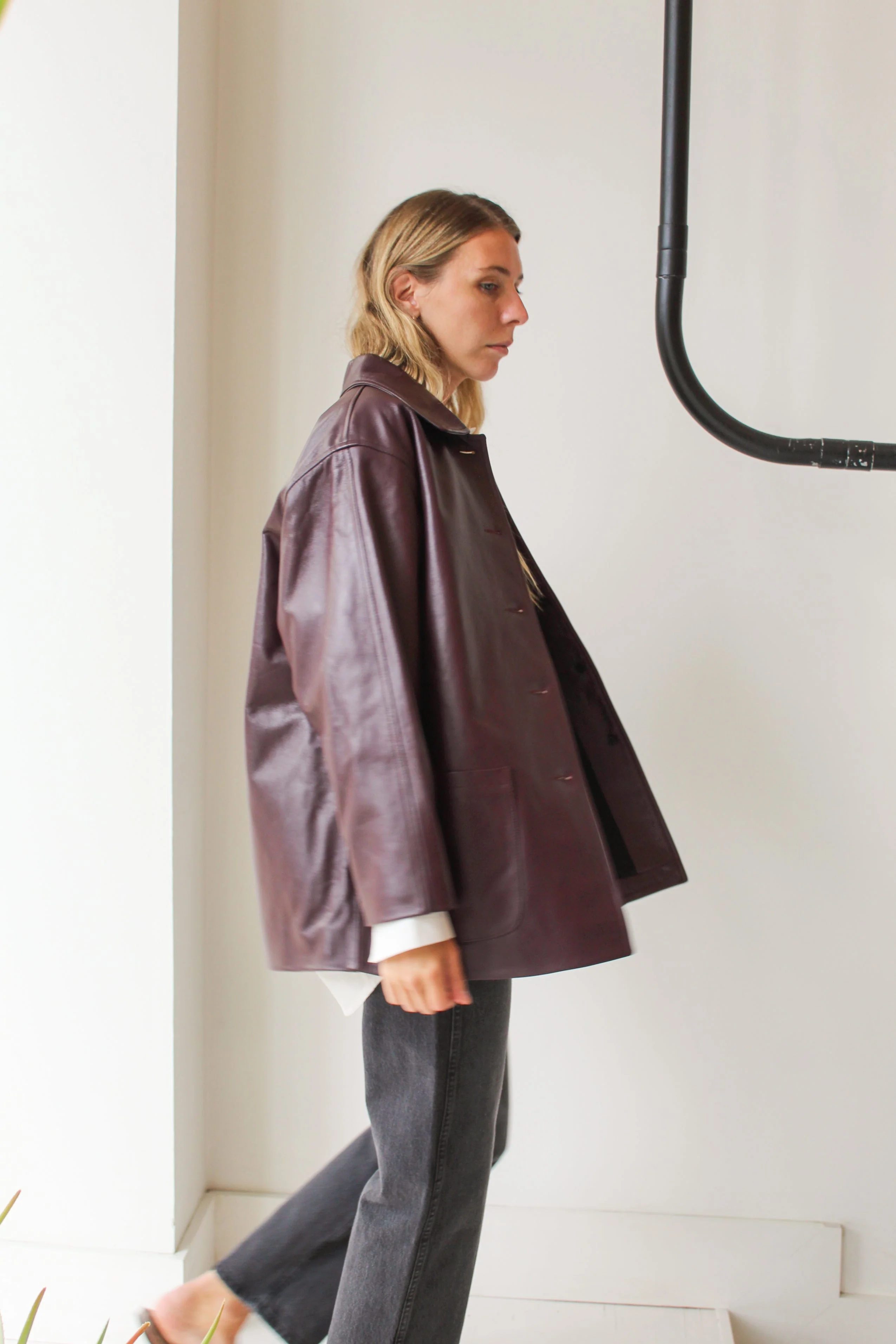 CAWLEY STUDIO Leather Quinn Jacket - Plum - Image 4