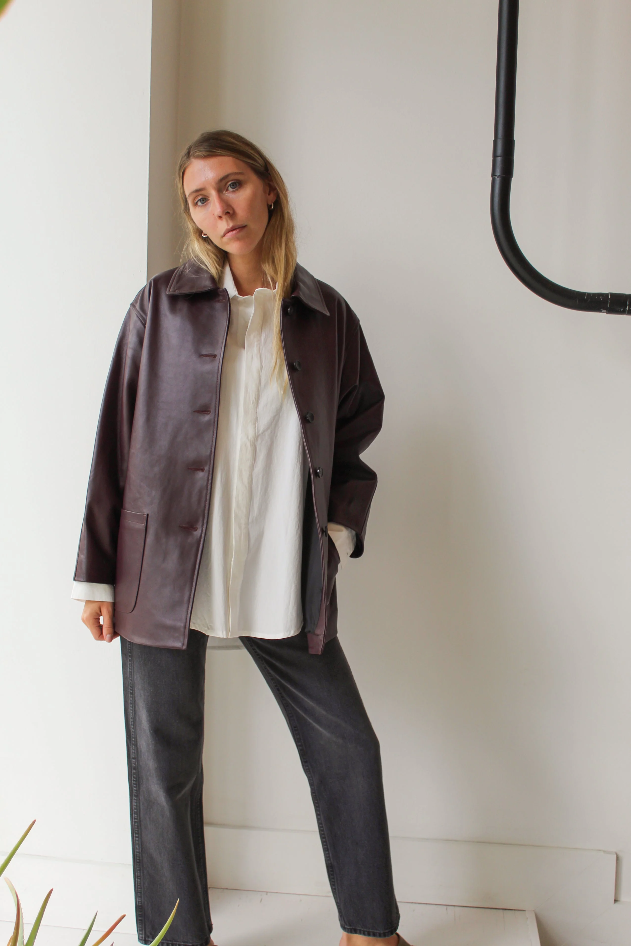 CAWLEY STUDIO Leather Quinn Jacket - Plum - Image 6