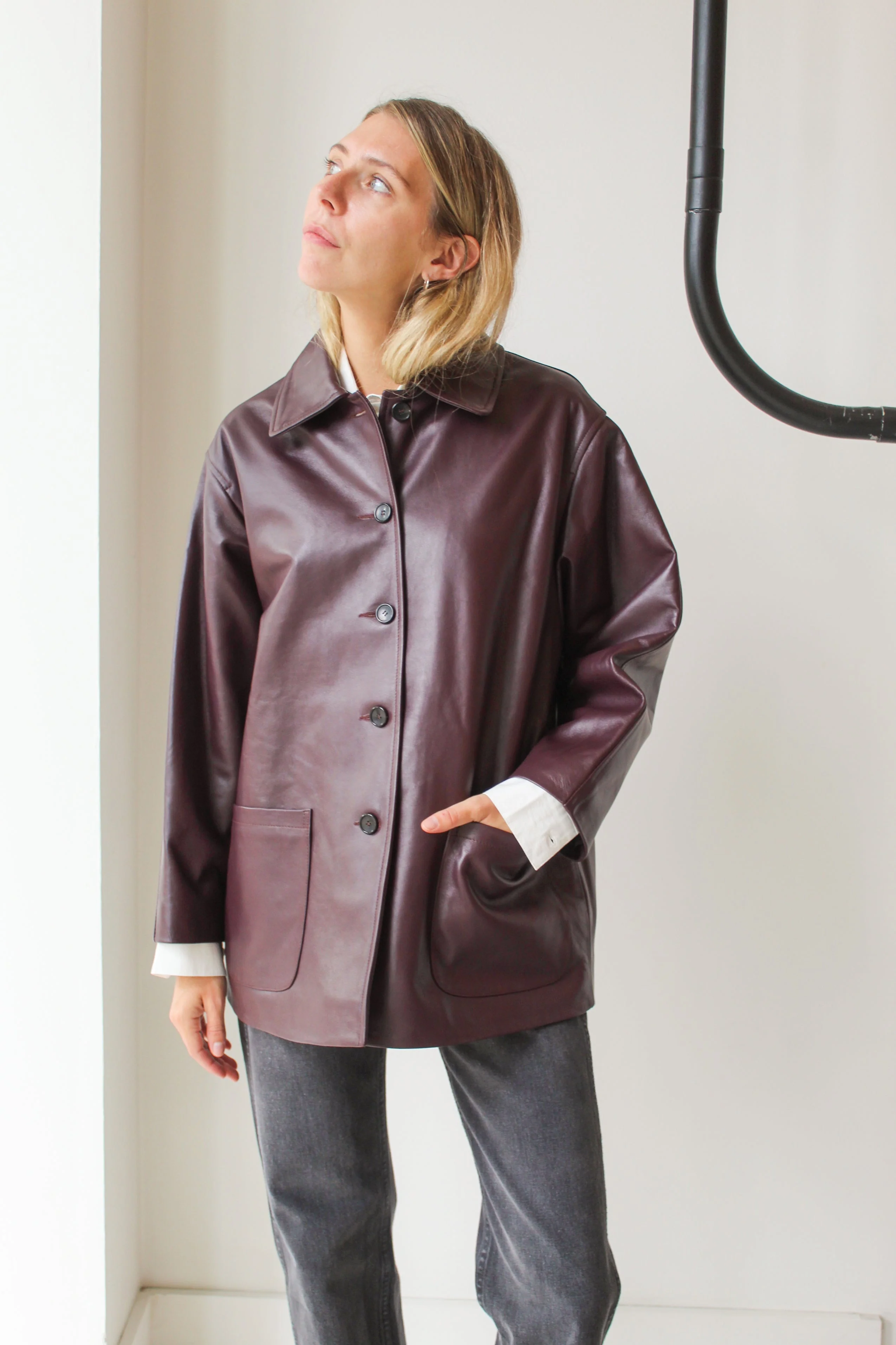 CAWLEY STUDIO Leather Quinn Jacket - Plum - Image 7