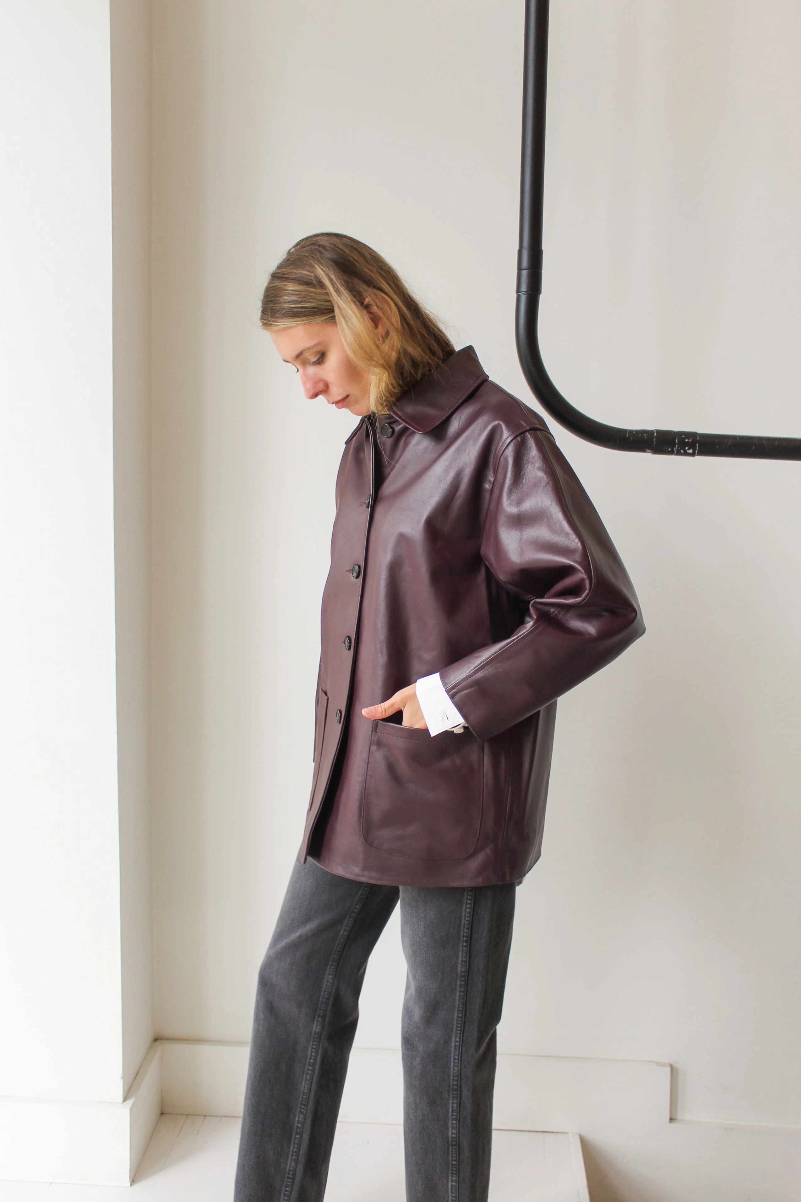 CAWLEY STUDIO Leather Quinn Jacket - Plum - Image 8