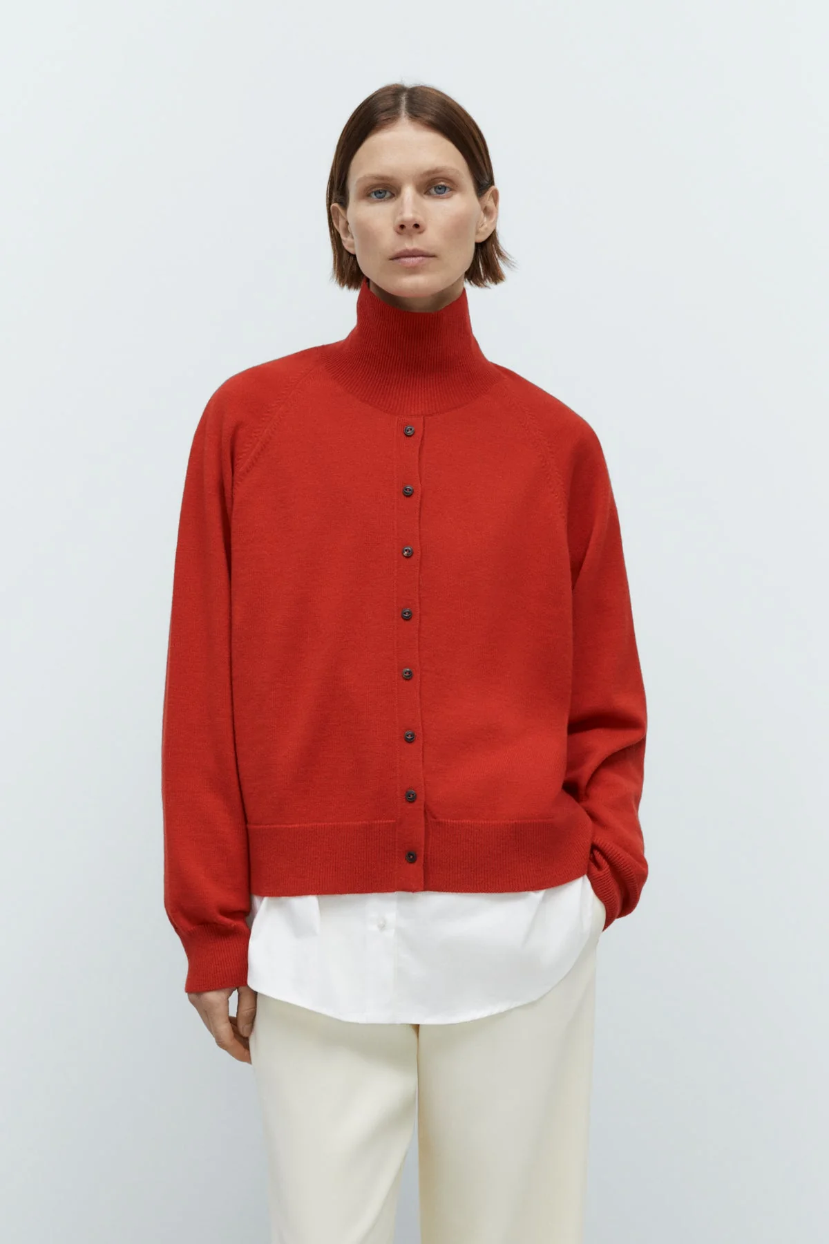 Cordera Merino Wool Button Sweater - Red - Image 3