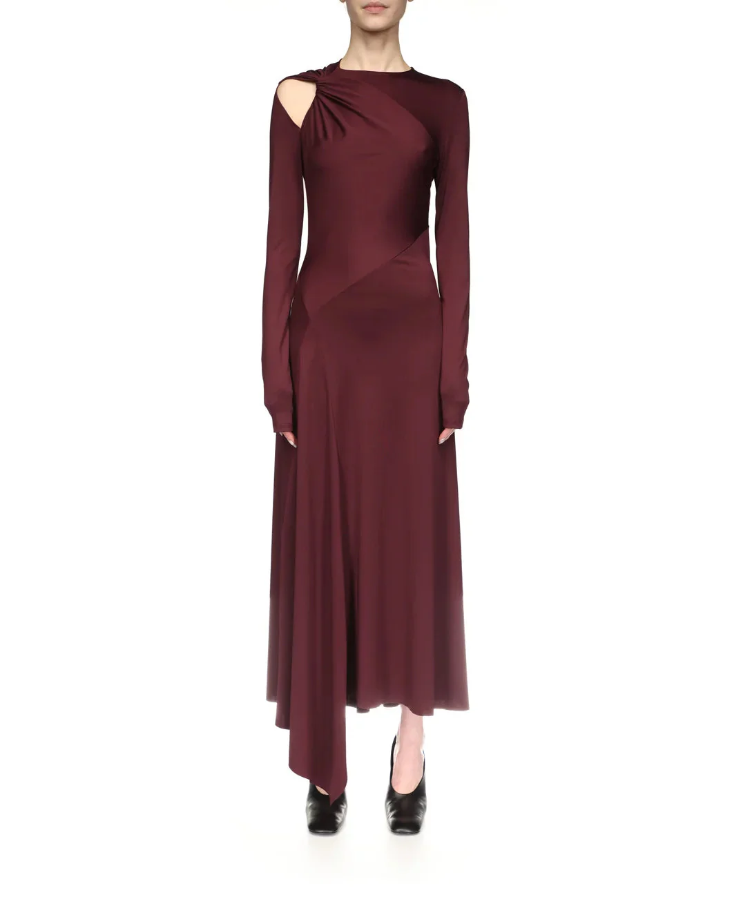 Victoria Beckham Twist Armhole Detail Midi Dress - Merlot - Image 2