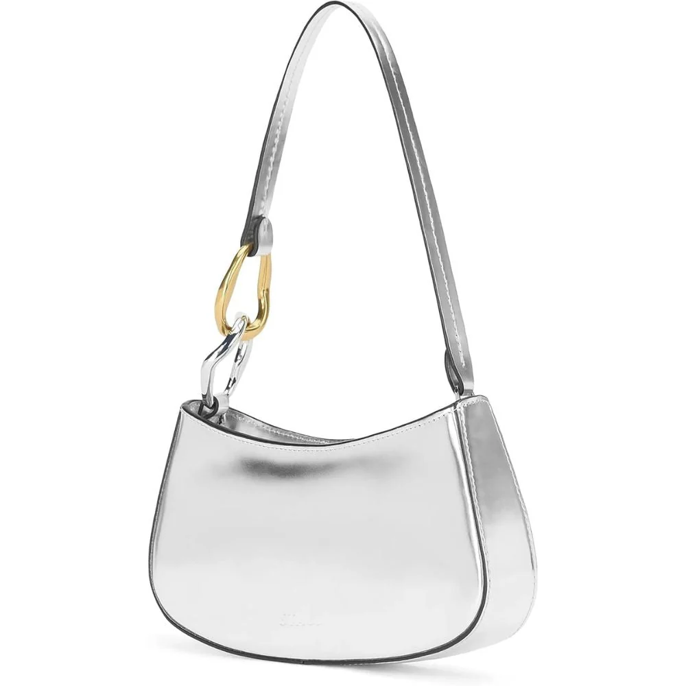Staud Ollie Leather Shoulder Bag - Chrome - Image 2