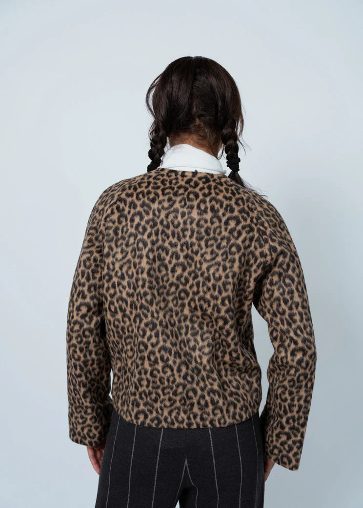 Odeeh Brushed Animal Print Jacket - Dark Camel - Image 4