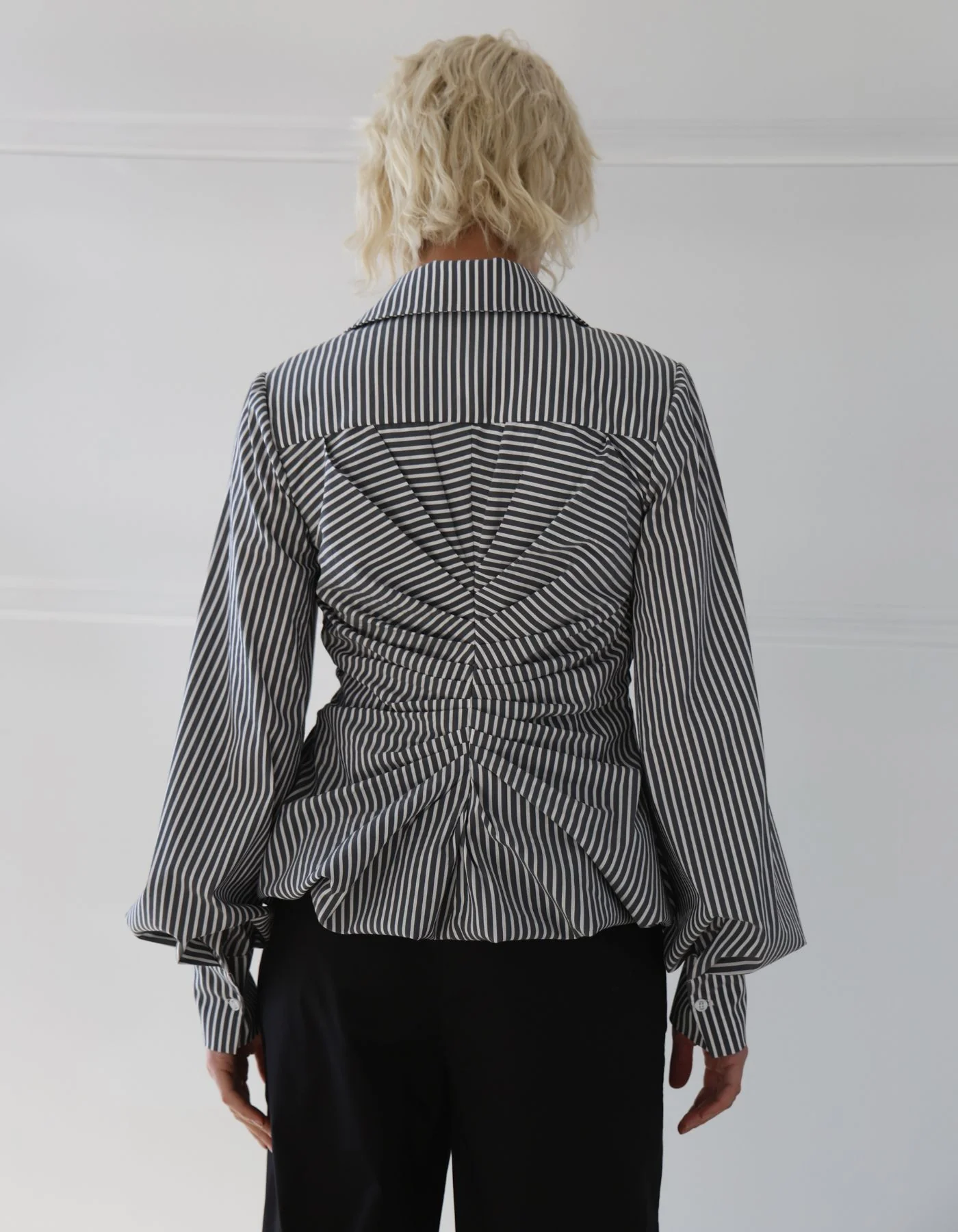 MAET Chlea Striped Shirt - White/Dark Grey Stripes - Image 3