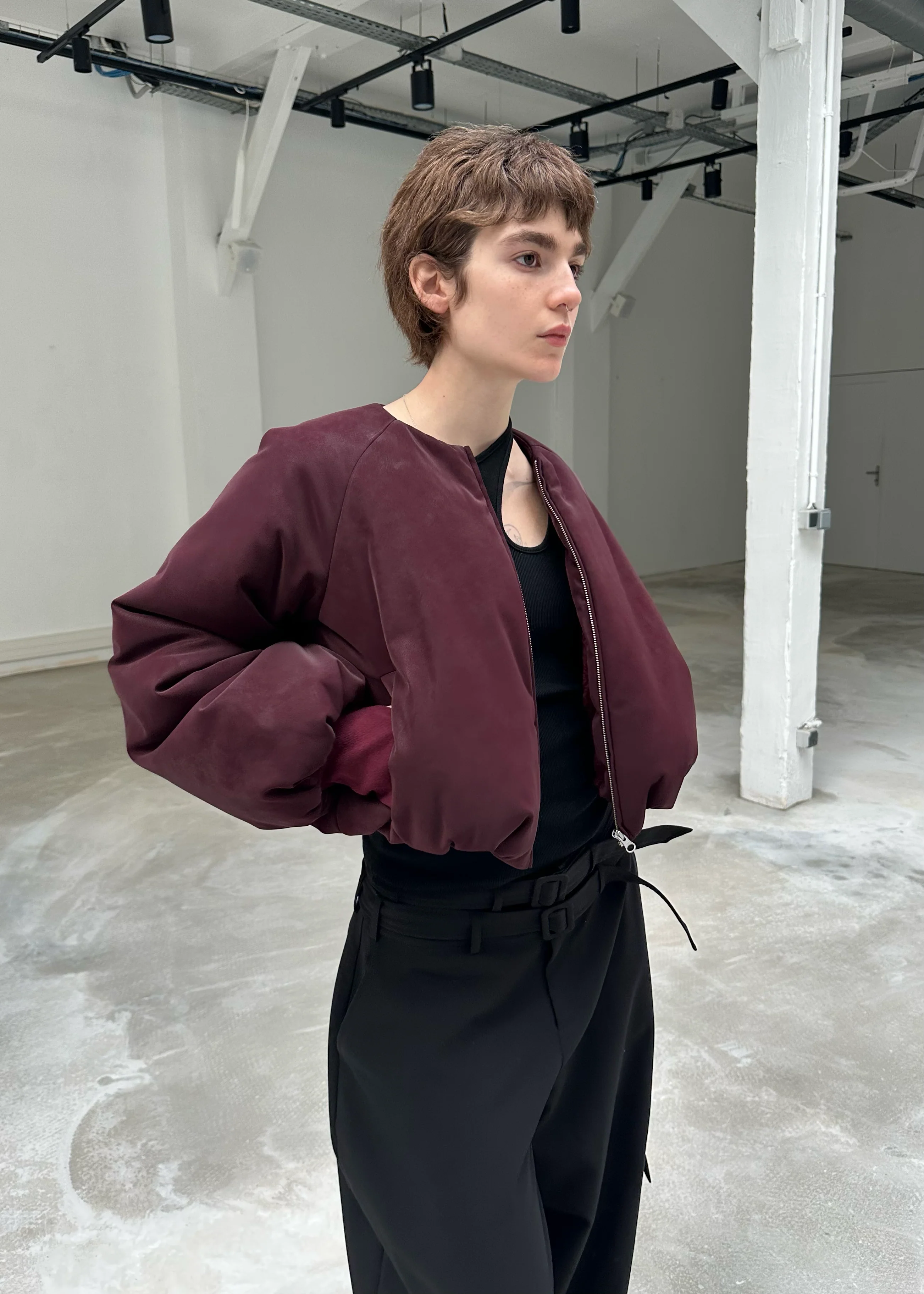 SAEMDI Bordeaux Bomber Jacket - Image 3