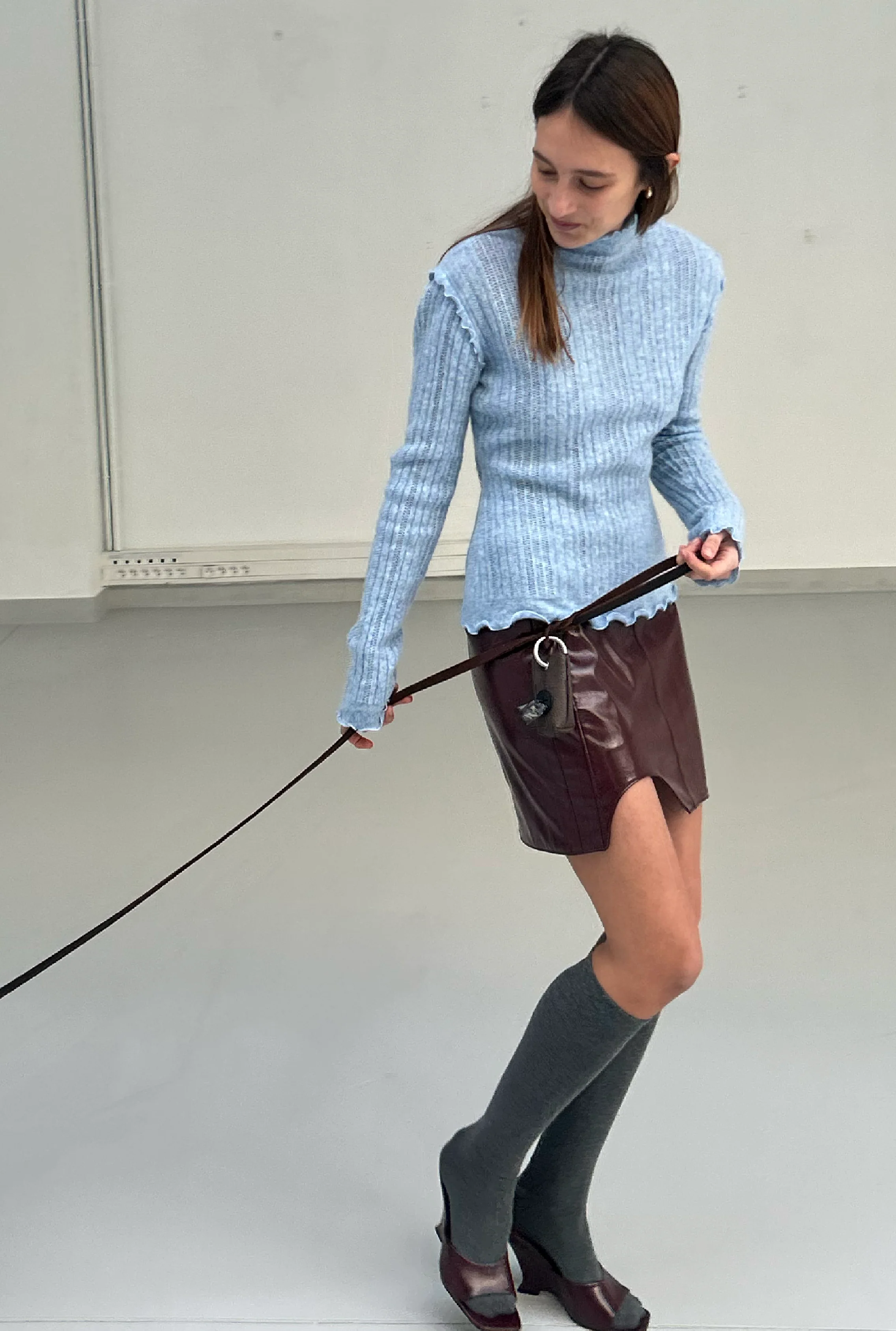 SAEMDI Ice Blue Frill Knit Top - Image 2