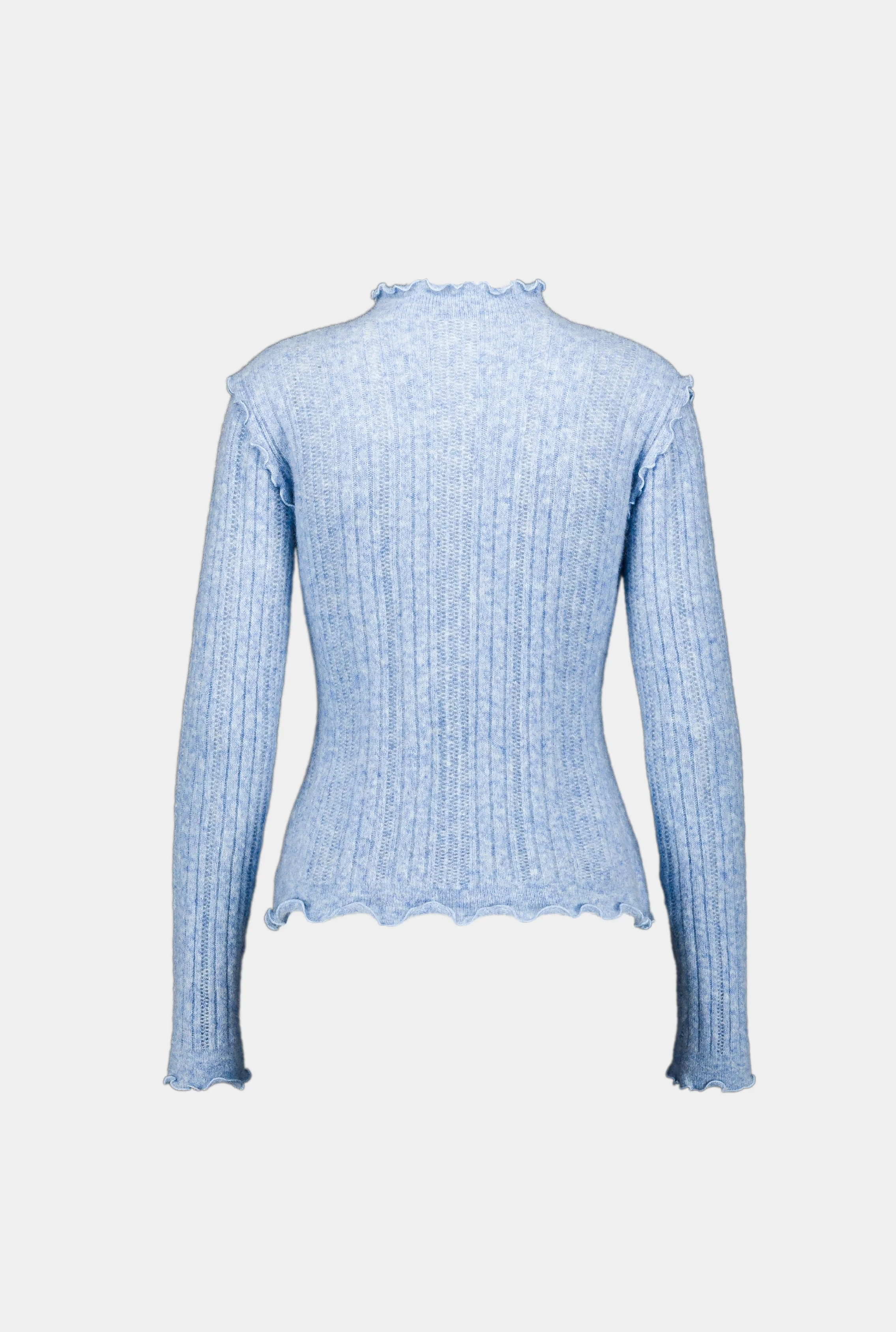 SAEMDI Ice Blue Frill Knit Top - Image 4