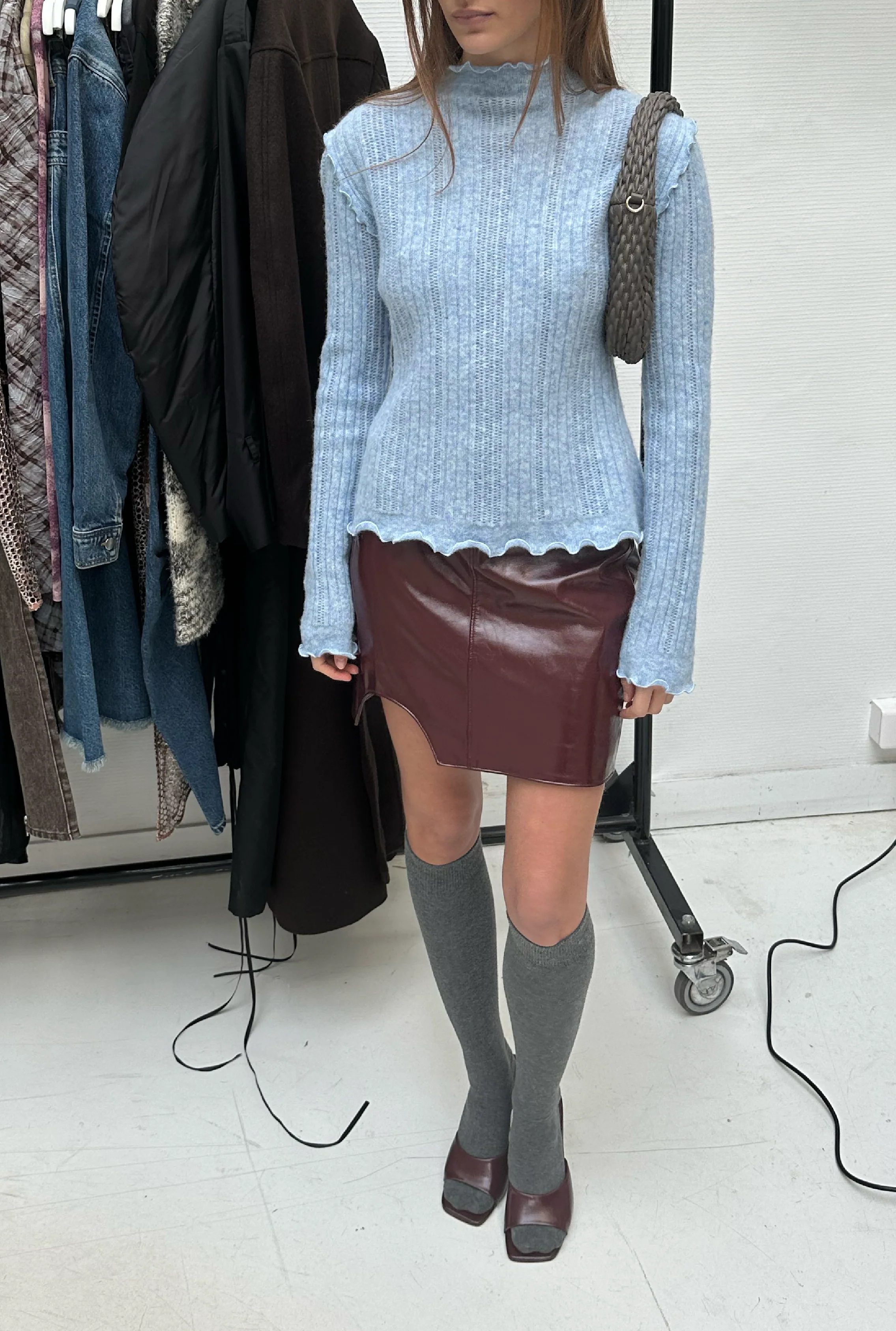 SAEMDI Ice Blue Frill Knit Top - Image 5
