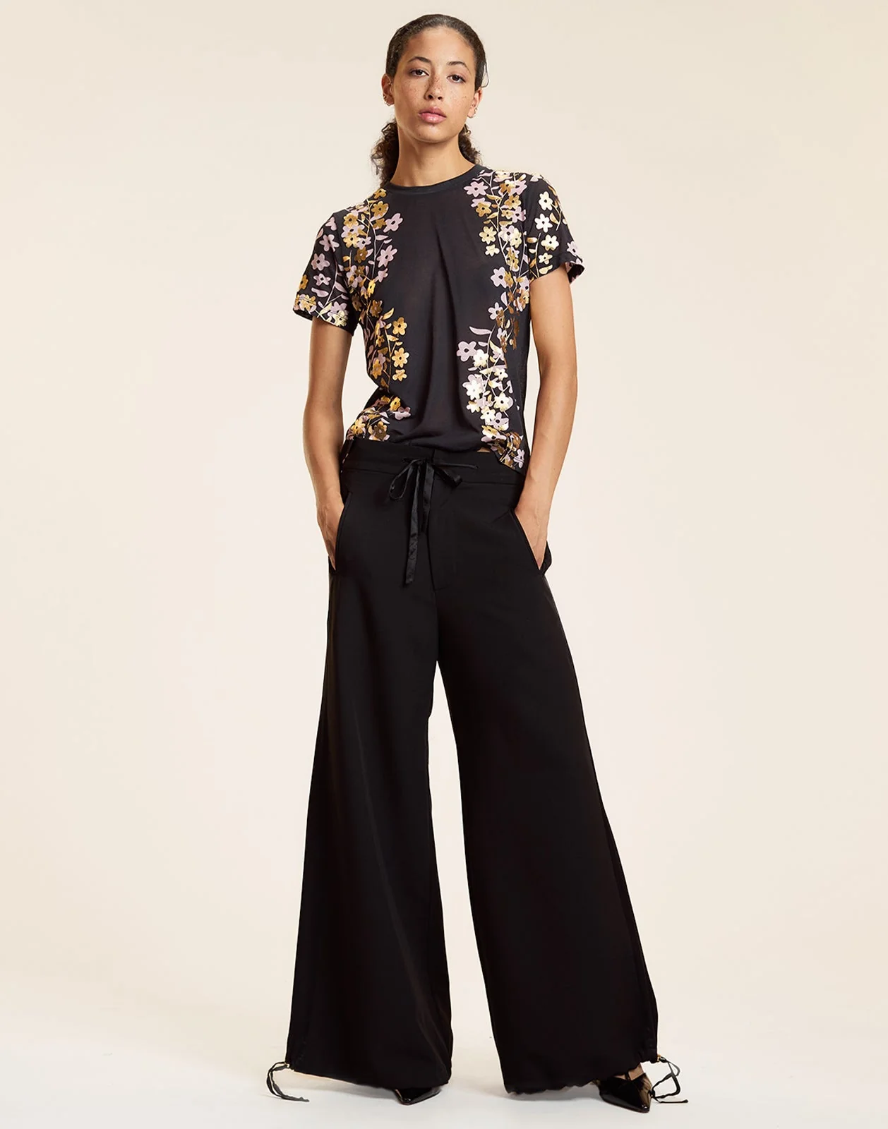 Cynthia Rowley Foil Printed Tee - Black/Gold - Image 2