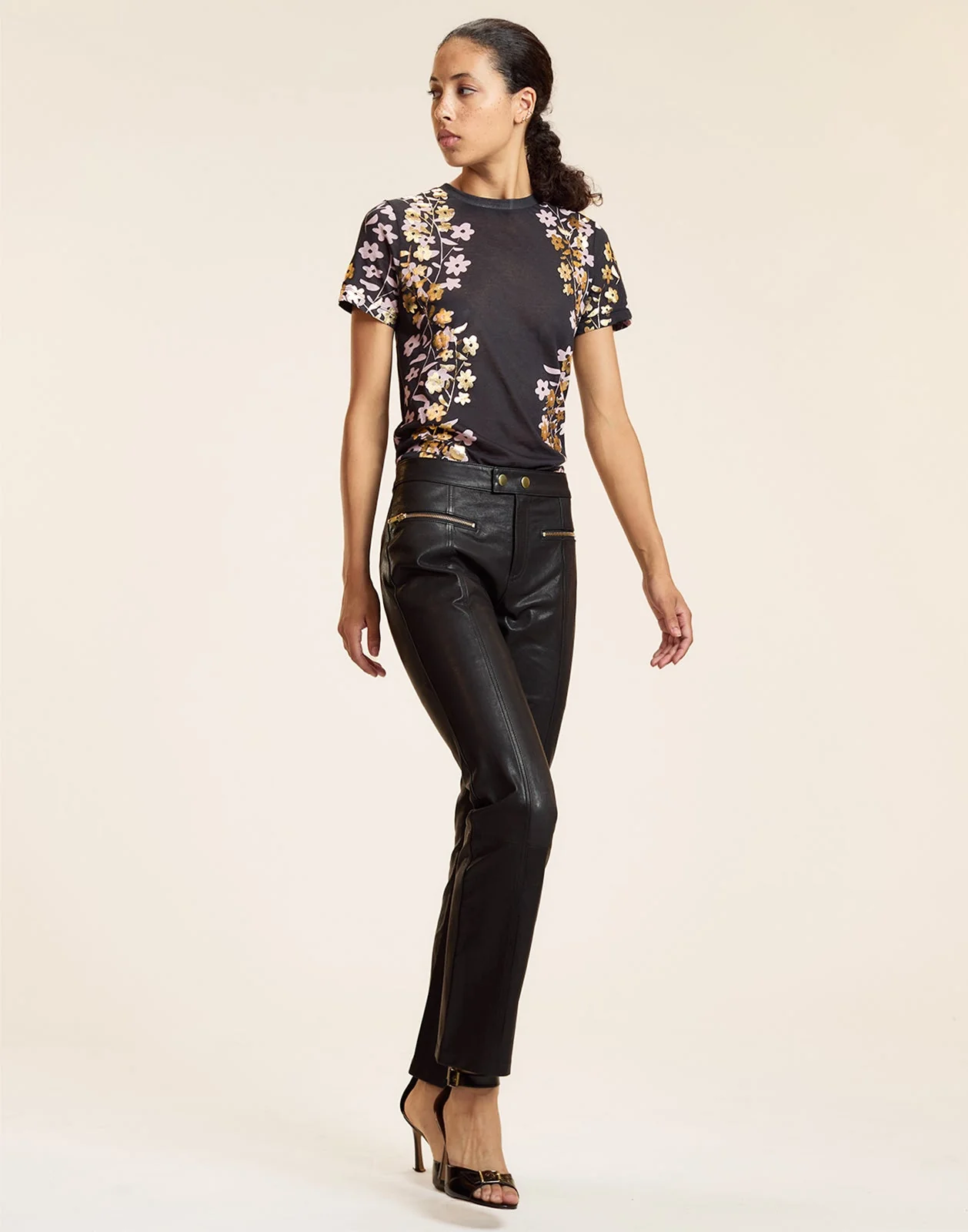 Cynthia Rowley Foil Printed Tee - Black/Gold - Image 3