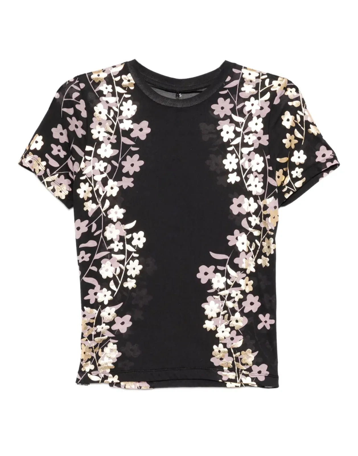 Cynthia Rowley Foil Printed Tee - Black/Gold - Image 7
