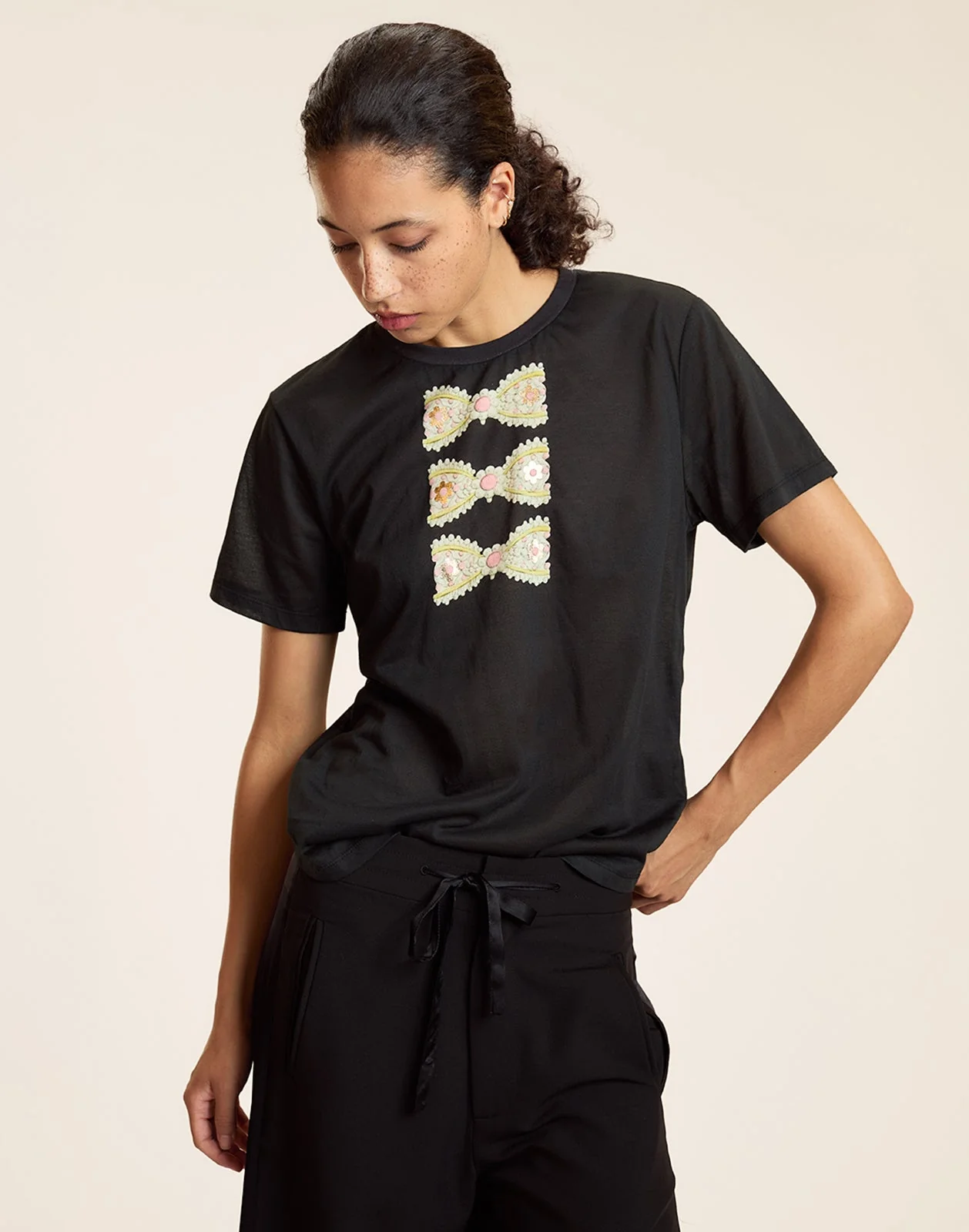 Cynthia Rowley Foil Printed Tee - Black Multi - Image 2