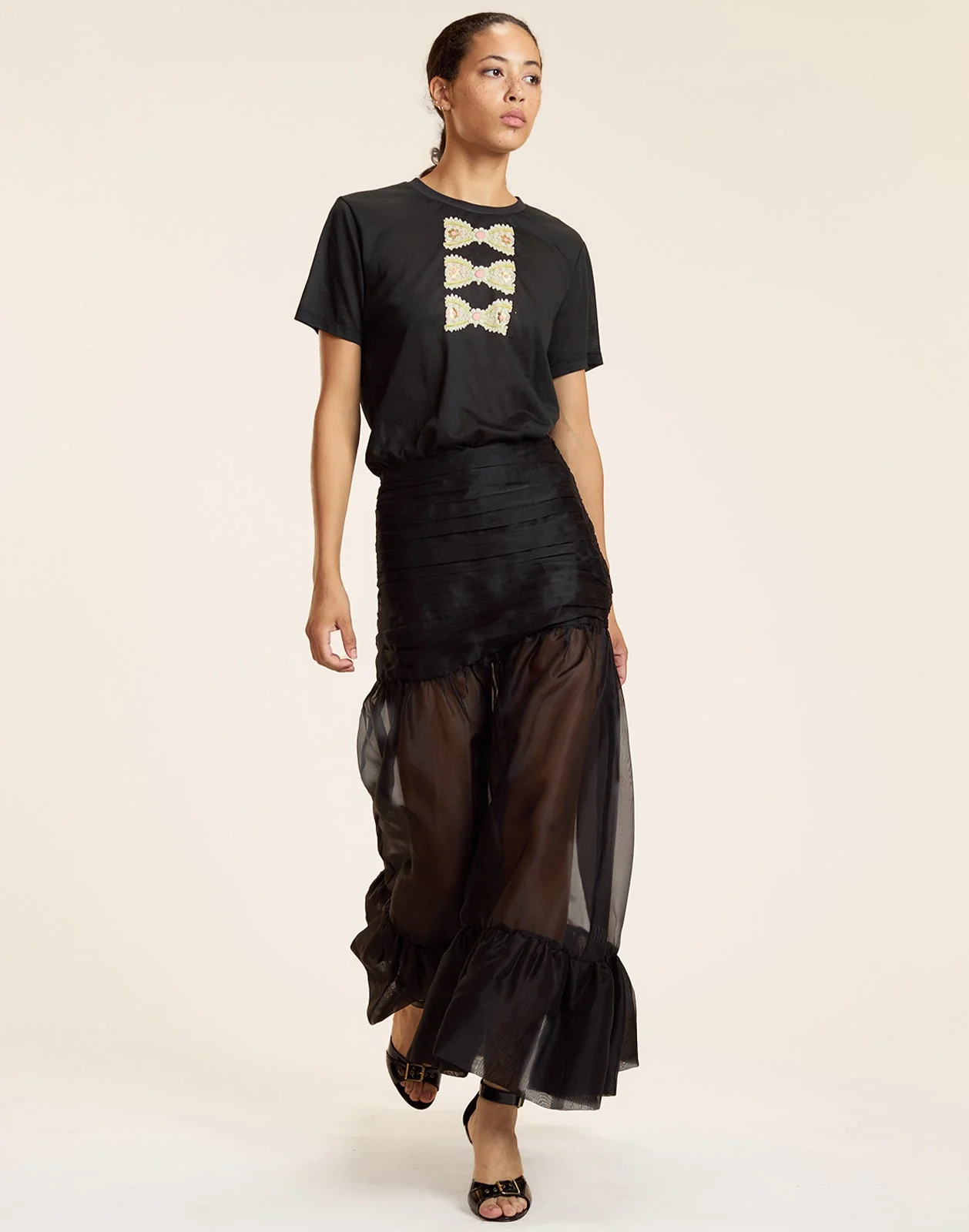 Cynthia Rowley Foil Printed Tee - Black Multi - Image 4