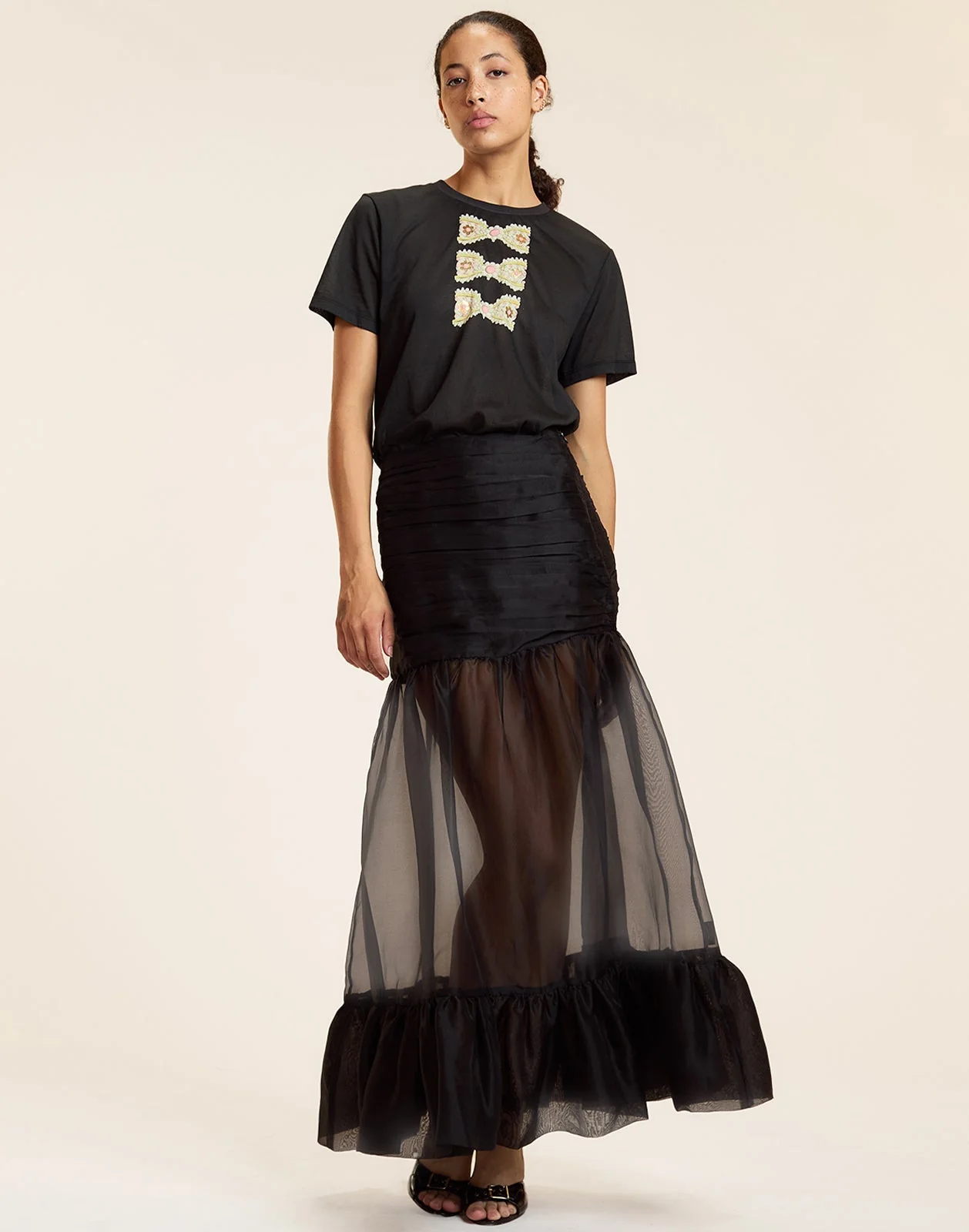 Cynthia Rowley Foil Printed Tee - Black Multi - Image 5
