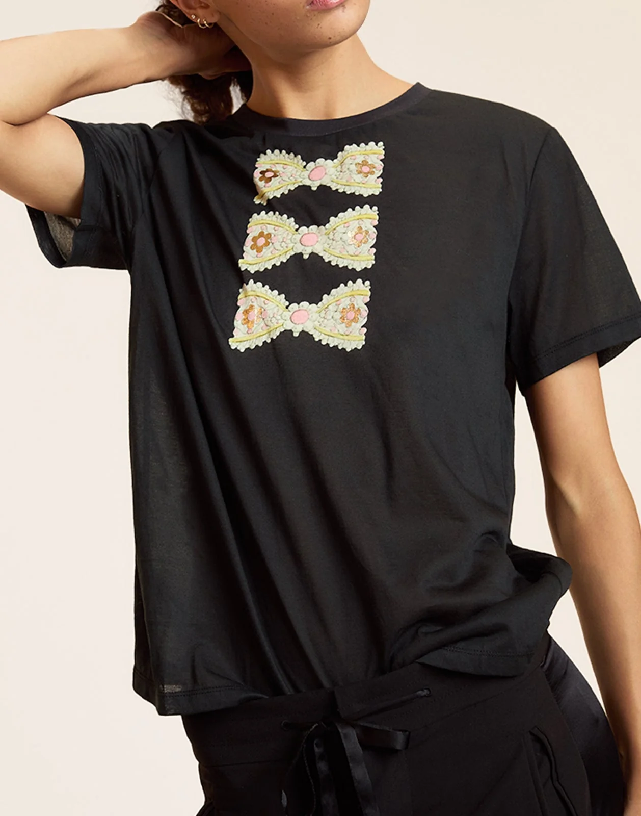 Cynthia Rowley Foil Printed Tee - Black Multi - Image 6