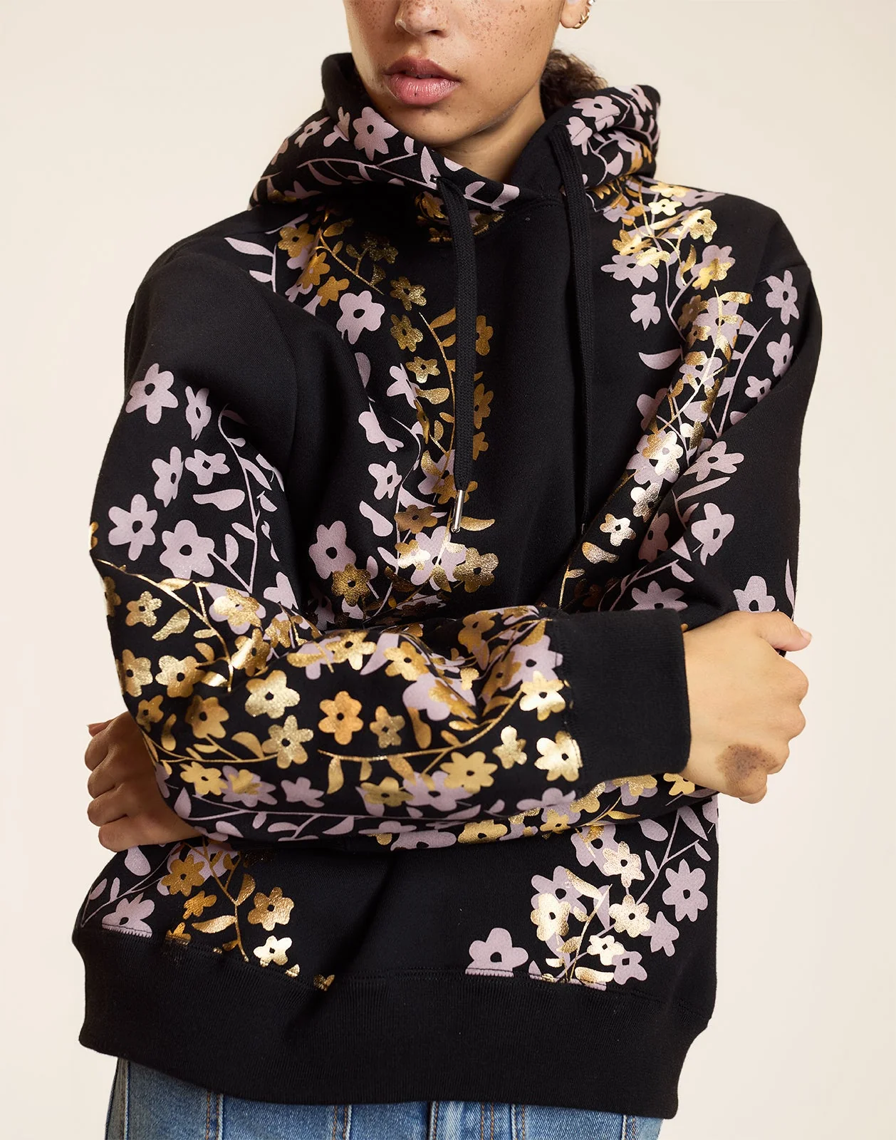 Cynthia Rowley Gold Foil Hoodie - Black/Gold - Image 2