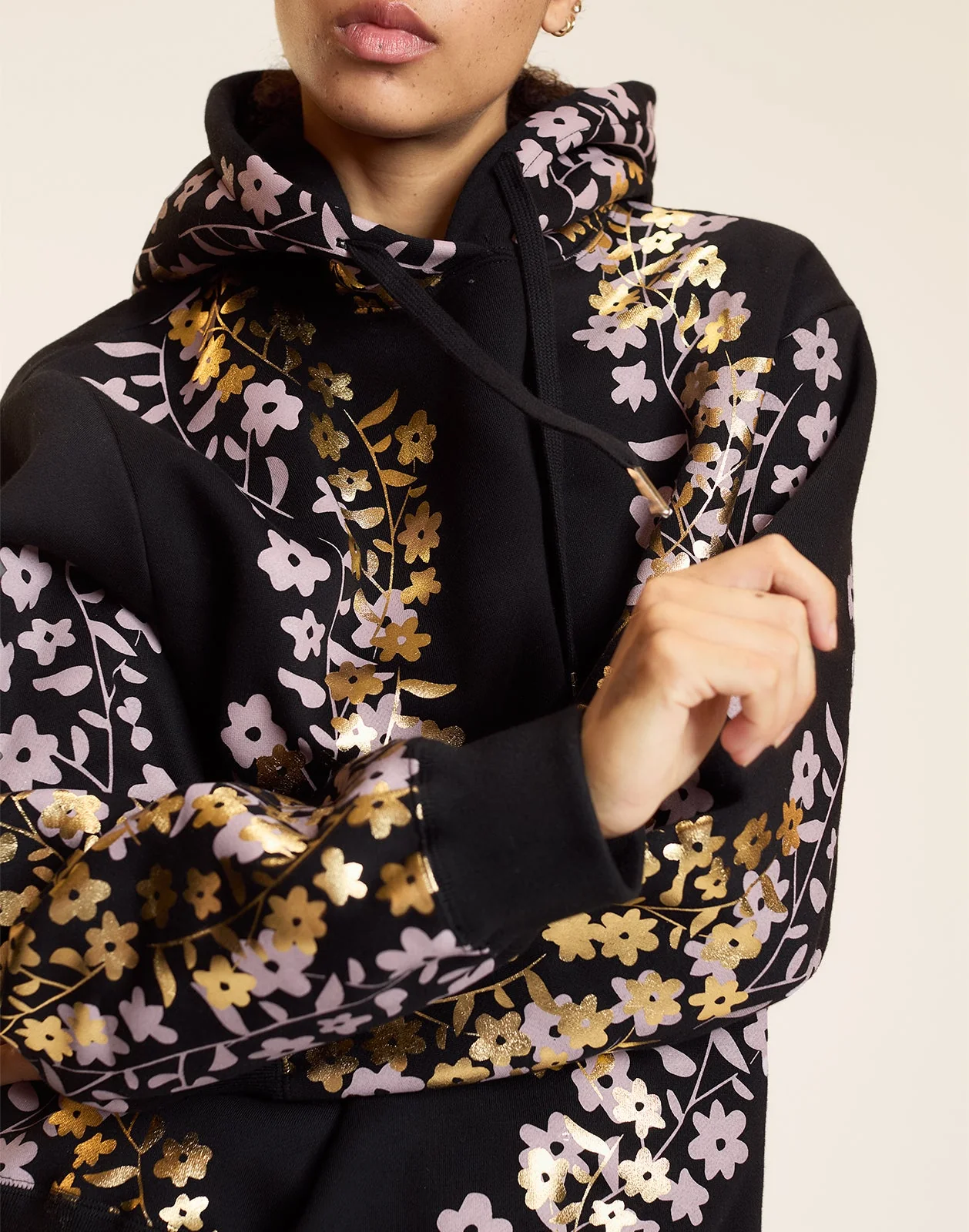 Cynthia Rowley Gold Foil Hoodie - Black/Gold - Image 5