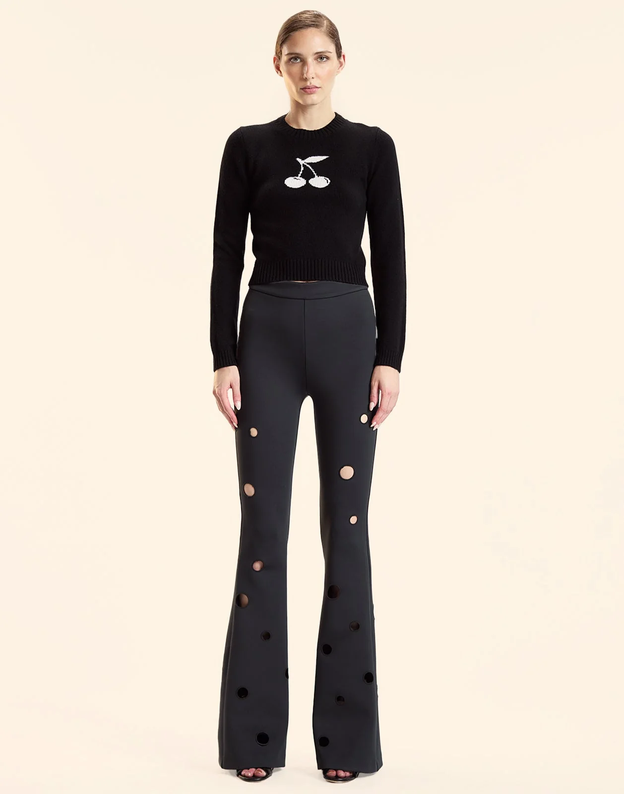 Cynthia Rowley Peekaboo Bonded Pant - Black - Image 2