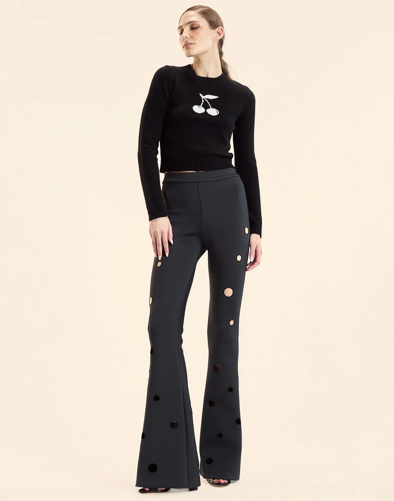 Cynthia Rowley Peekaboo Bonded Pant - Black - Image 3