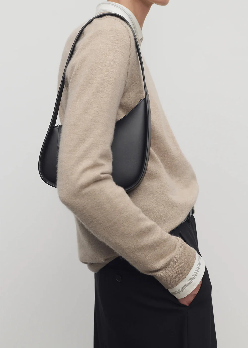 The Row Half Moon Shoulder Bag - Black - Image 5