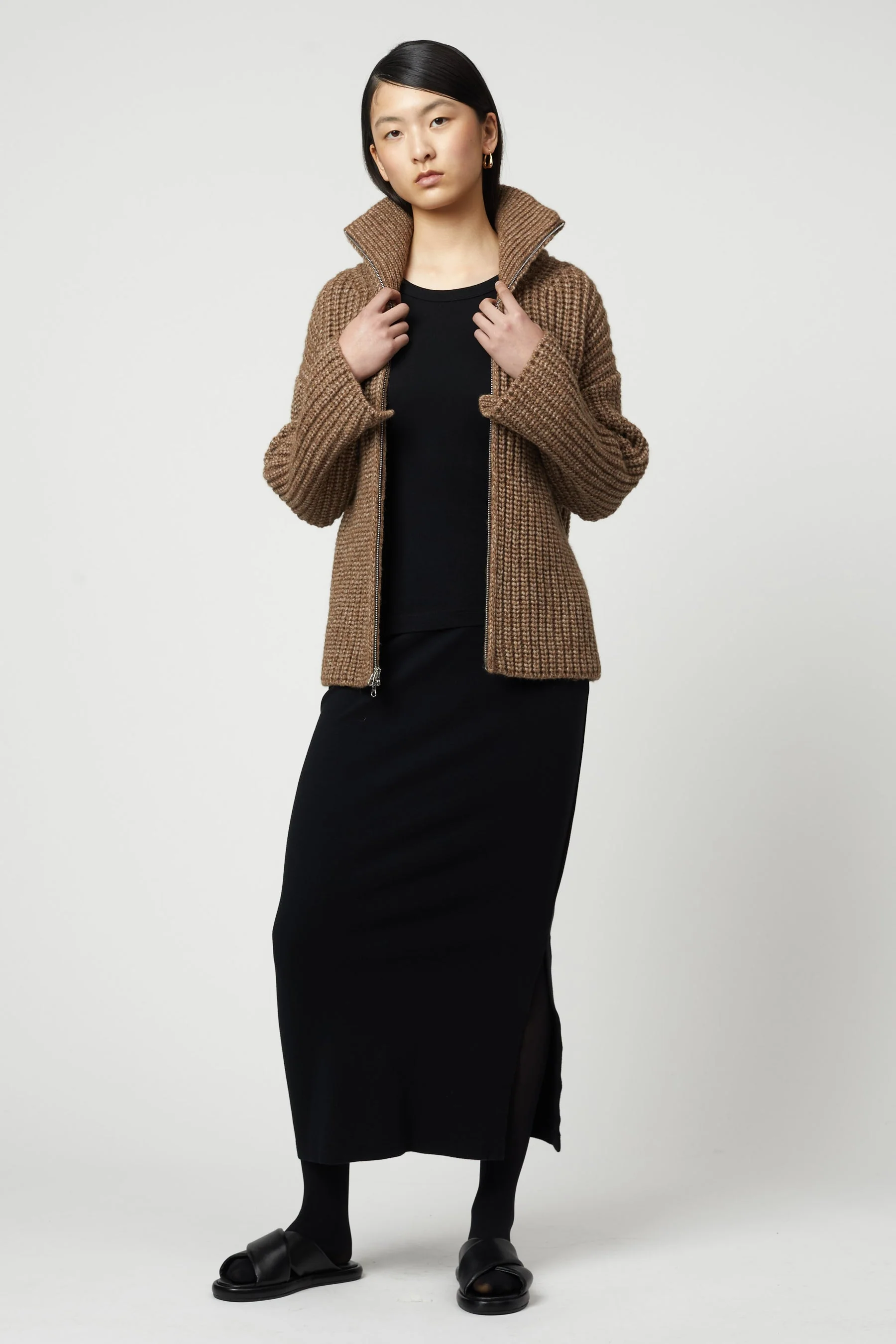 Atelier Delphine Alpaca Rib Cardigan - Brown - Image 5