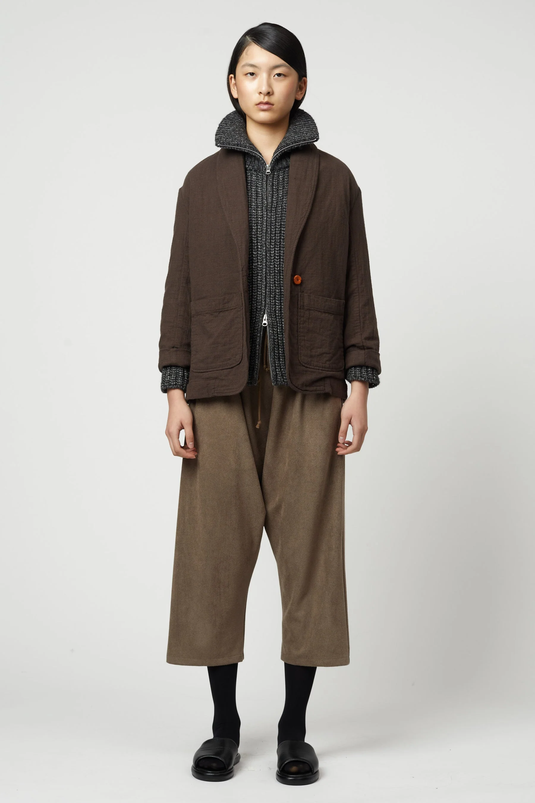 Atelier Delphine Alpaca Rib Cardigan - Brown - Image 6