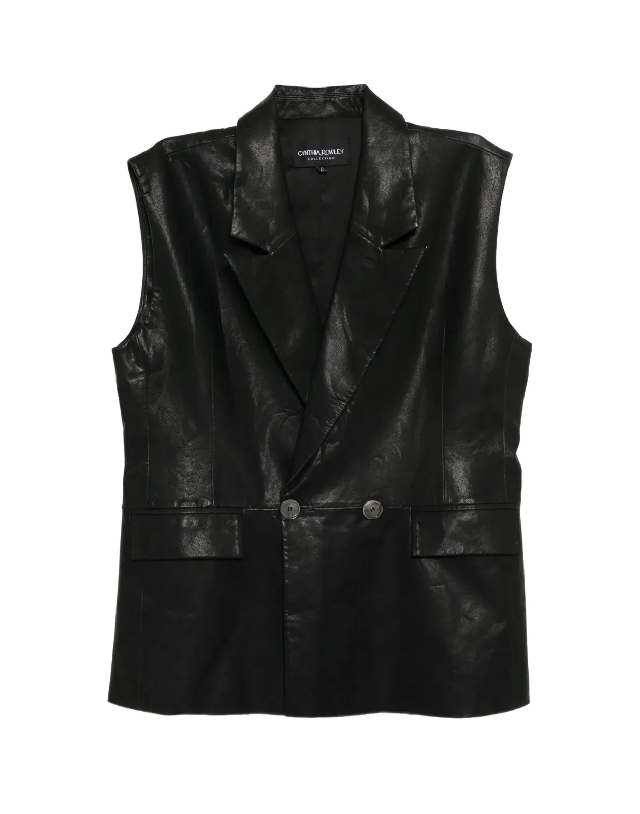 Cynthia Rowley Lola Leather Vest - Black - Image 7